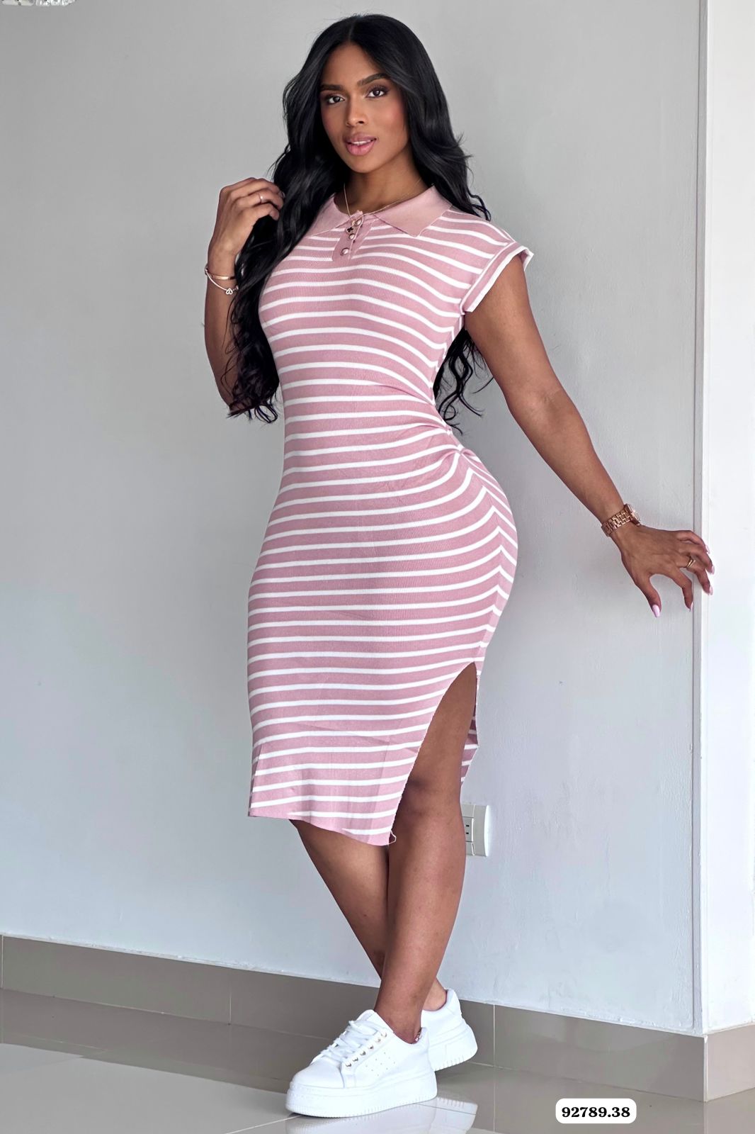 VESTIDO RAYAS BOTONES - 93789