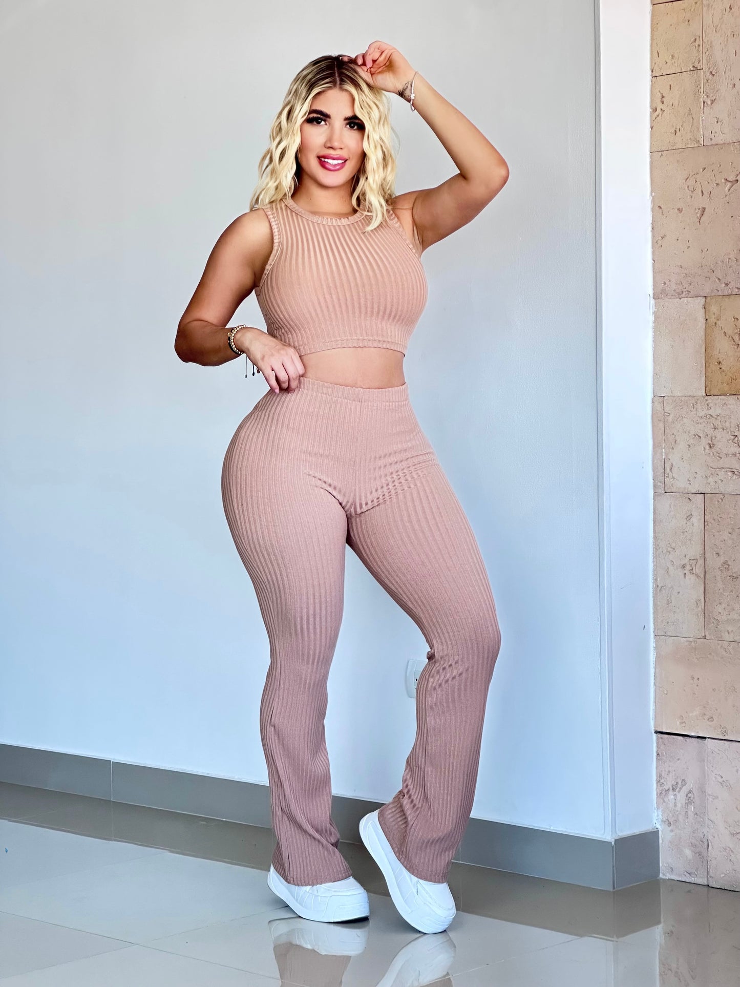 CONJUNTO LARGO BLUSA SIZA BASICO TELA RIB - 81060