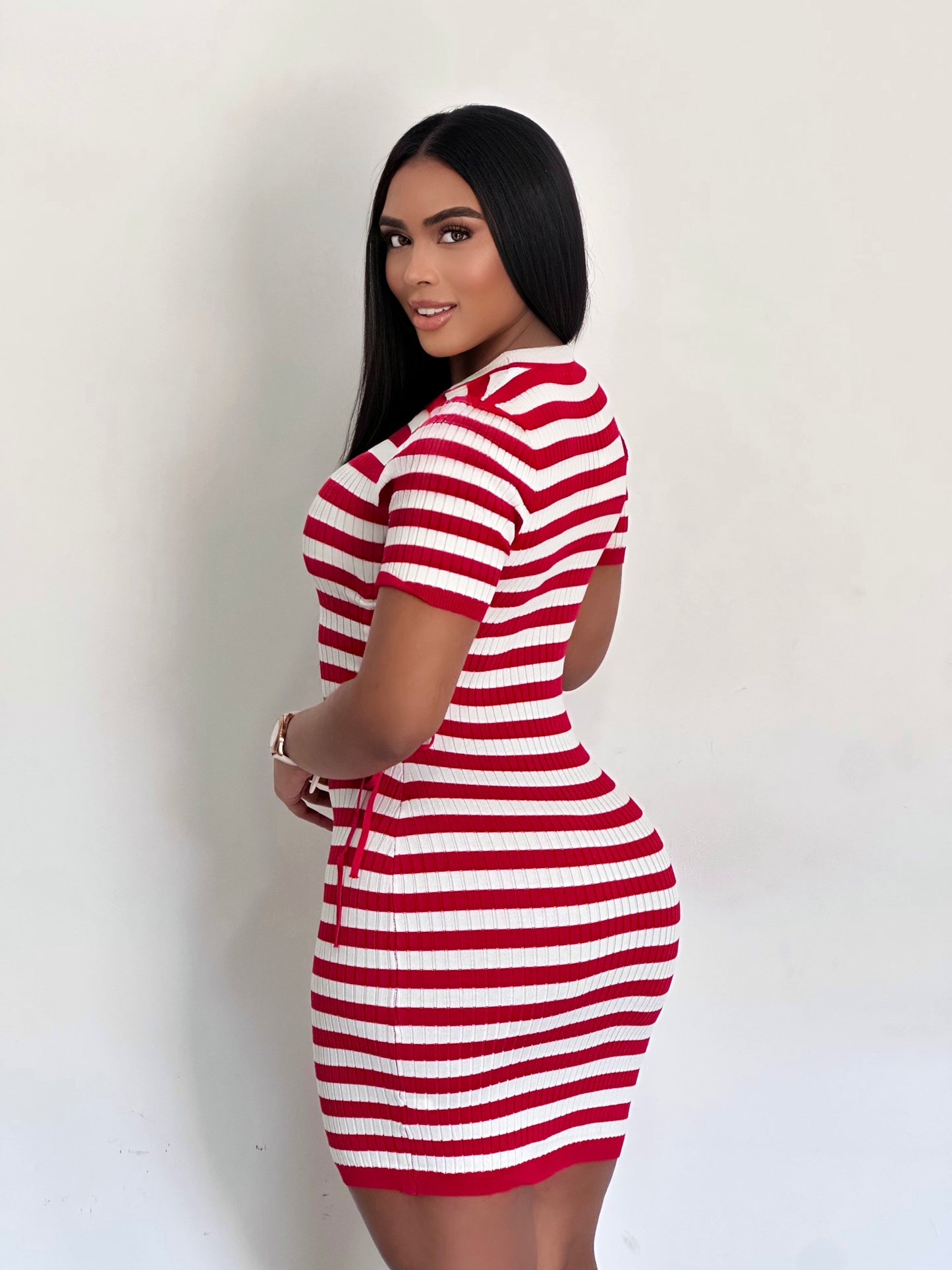 VESTIDO EN HILO CON MANGA AJUSTABLE EN LA CINTURA - FC-217