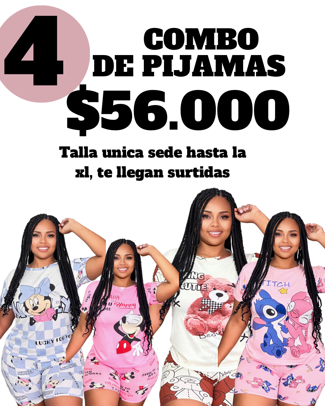 COMBO 4 PIJAMAS SHORT CORTO - PC
