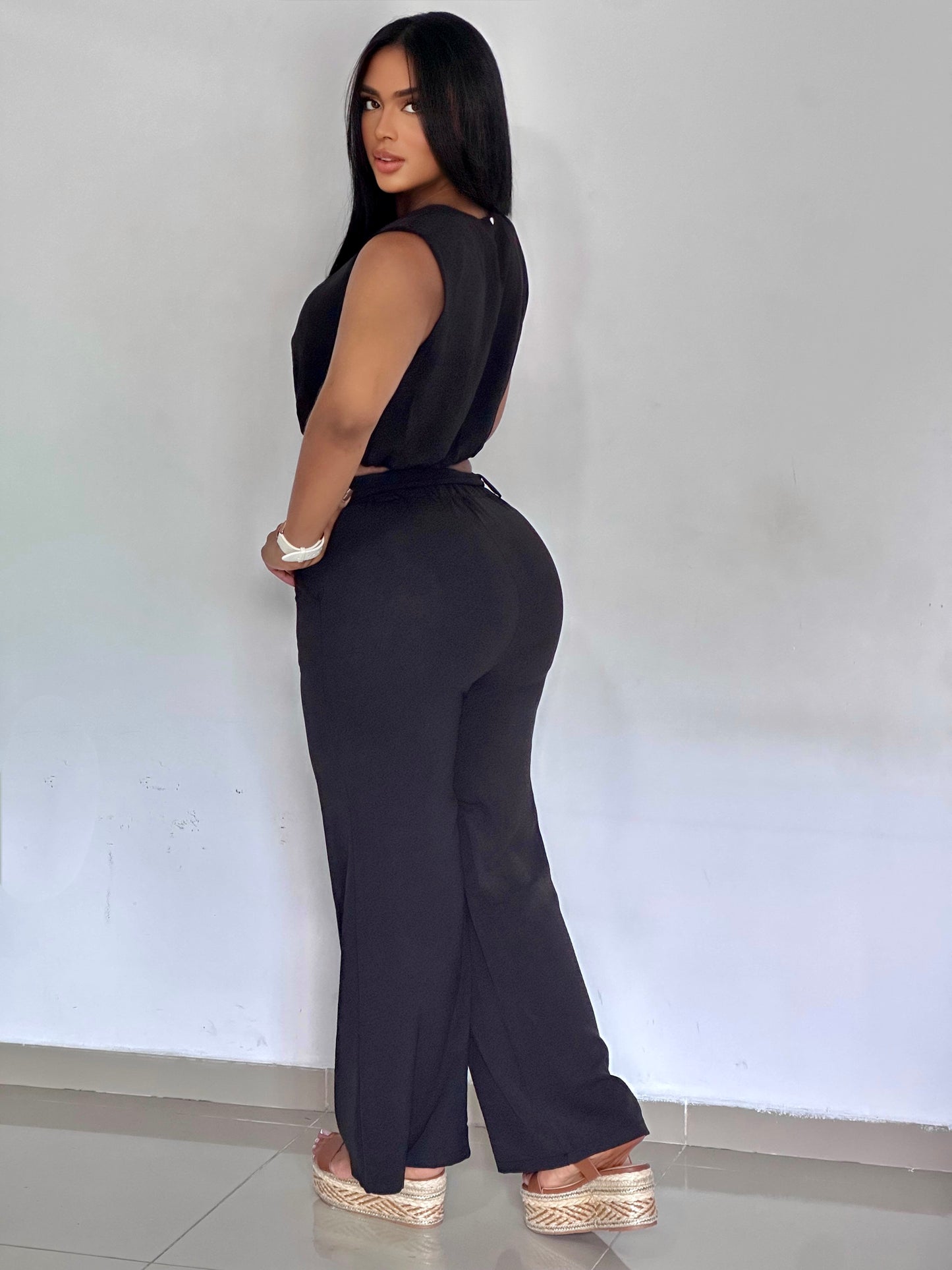 CONJUNTO CON CORREA BLUSA MANGA SIZA - 73990