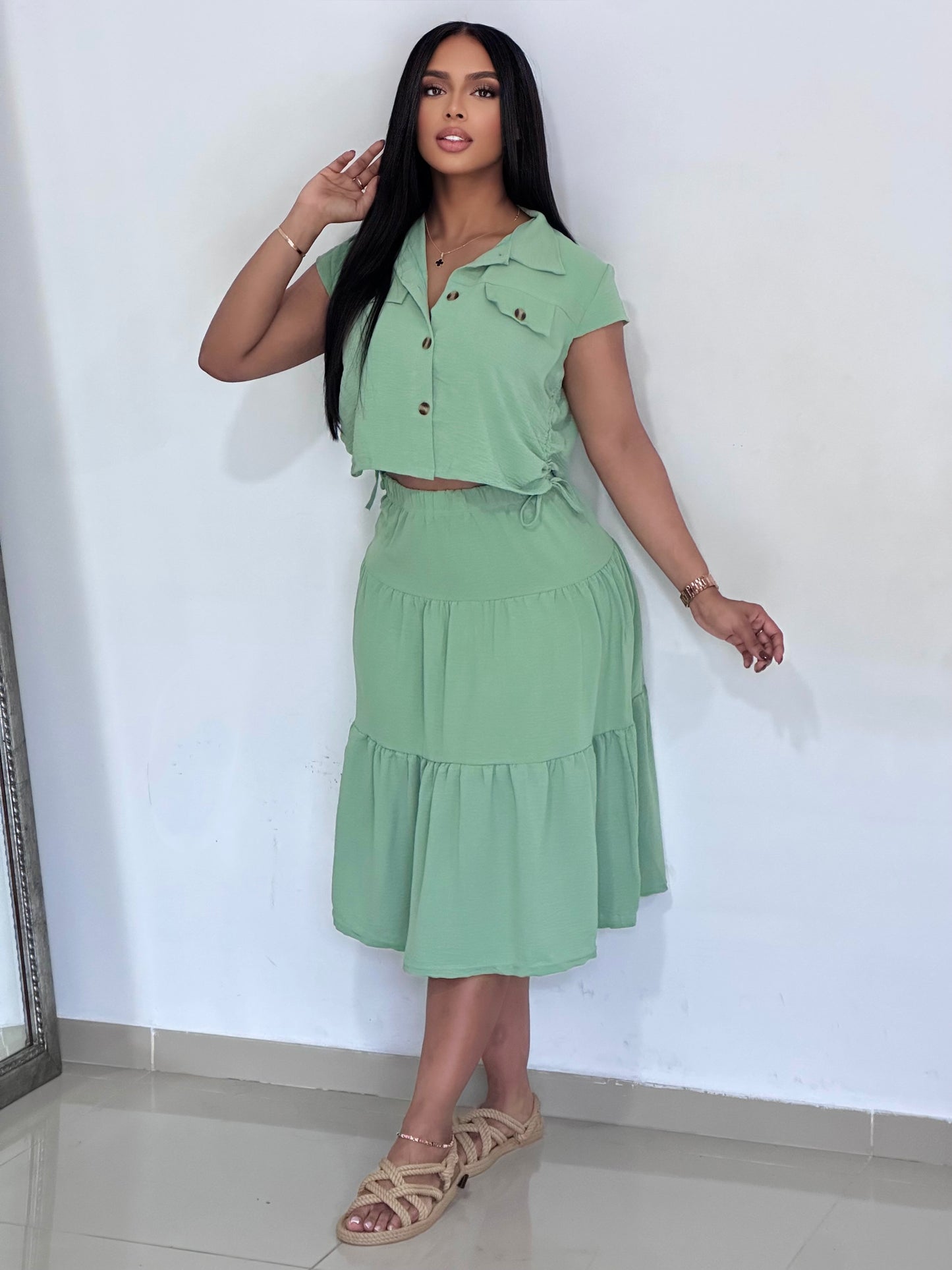 CONJUNTO CREPE FALDA - ZHY-113