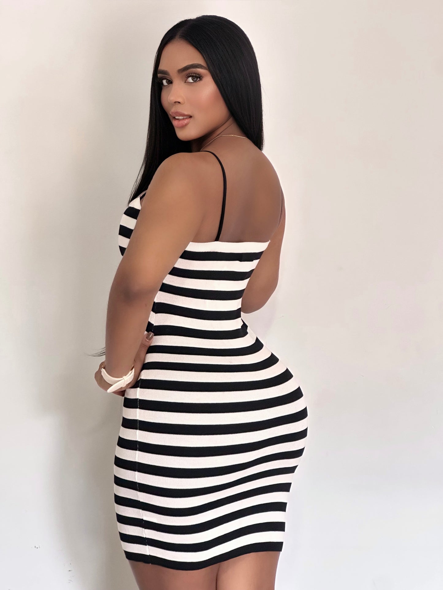 VESTIDO DE RAYA CON CORAZON EN LOS SENOS - FC-215