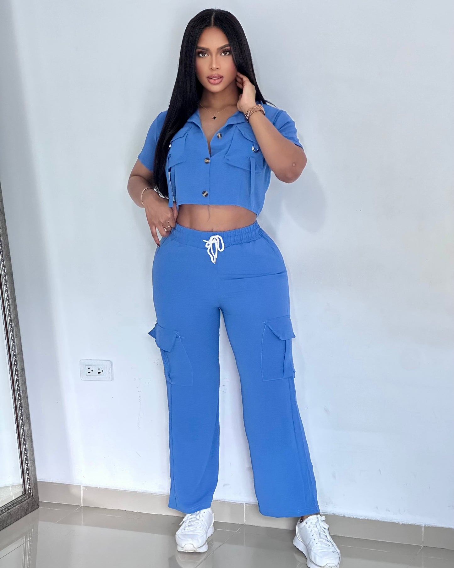 CONJUNTO CREPE PANTALON CARGO - ZHY-111