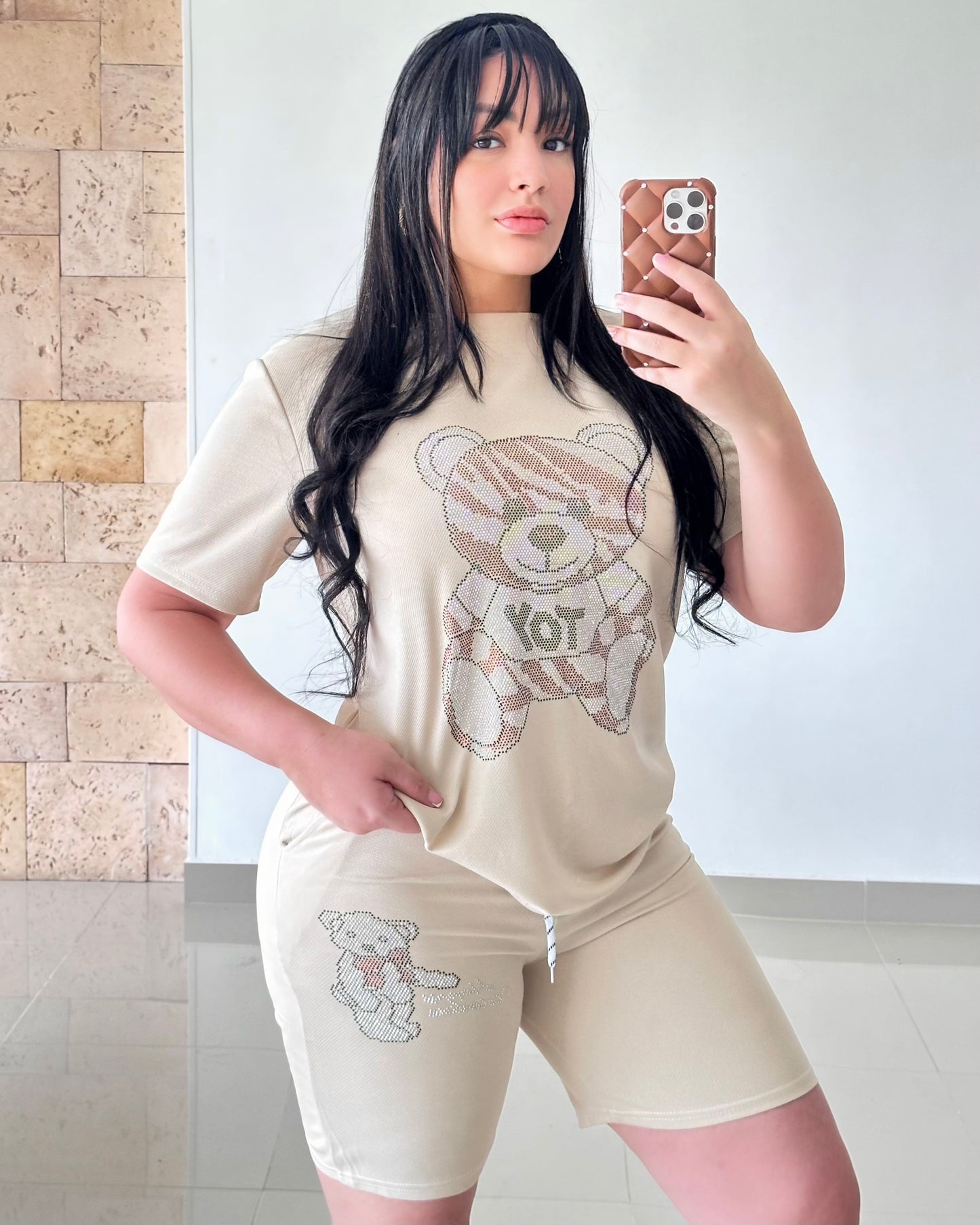 CONJUNTO MOCHINO ESTAMPADO PEDRERIA - N7518