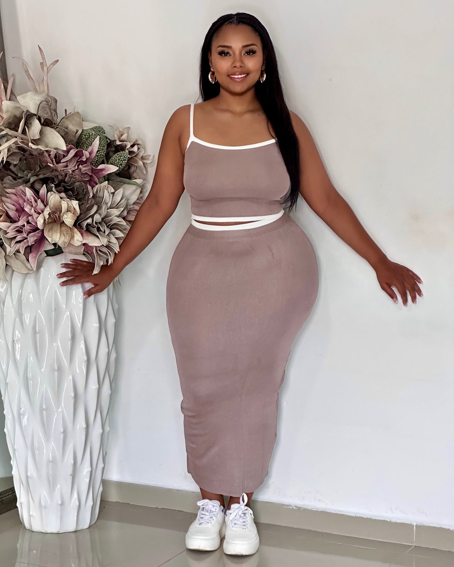 CONJUNTO EN HILO FALDA LARGA SESGO BLANCO - MZ5418