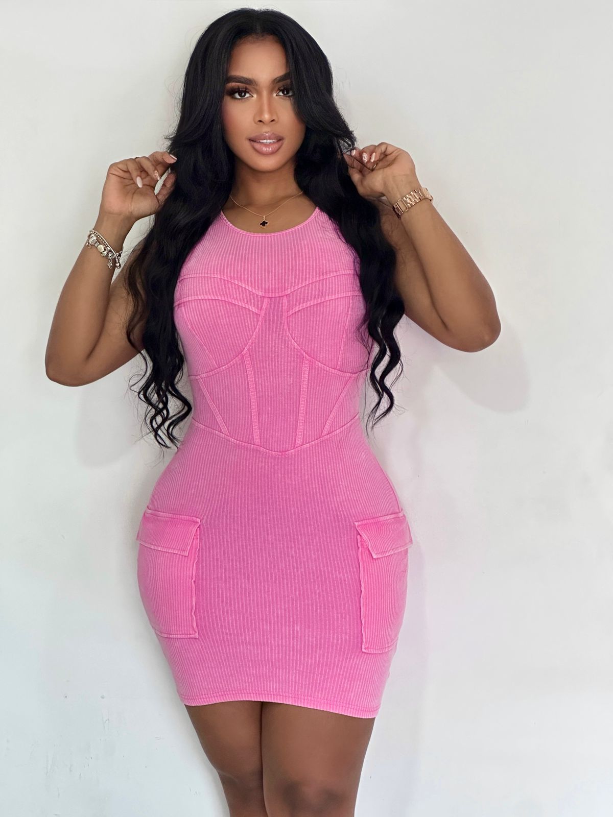 VESTIDO CORTO STRAPLE RIB - V-147