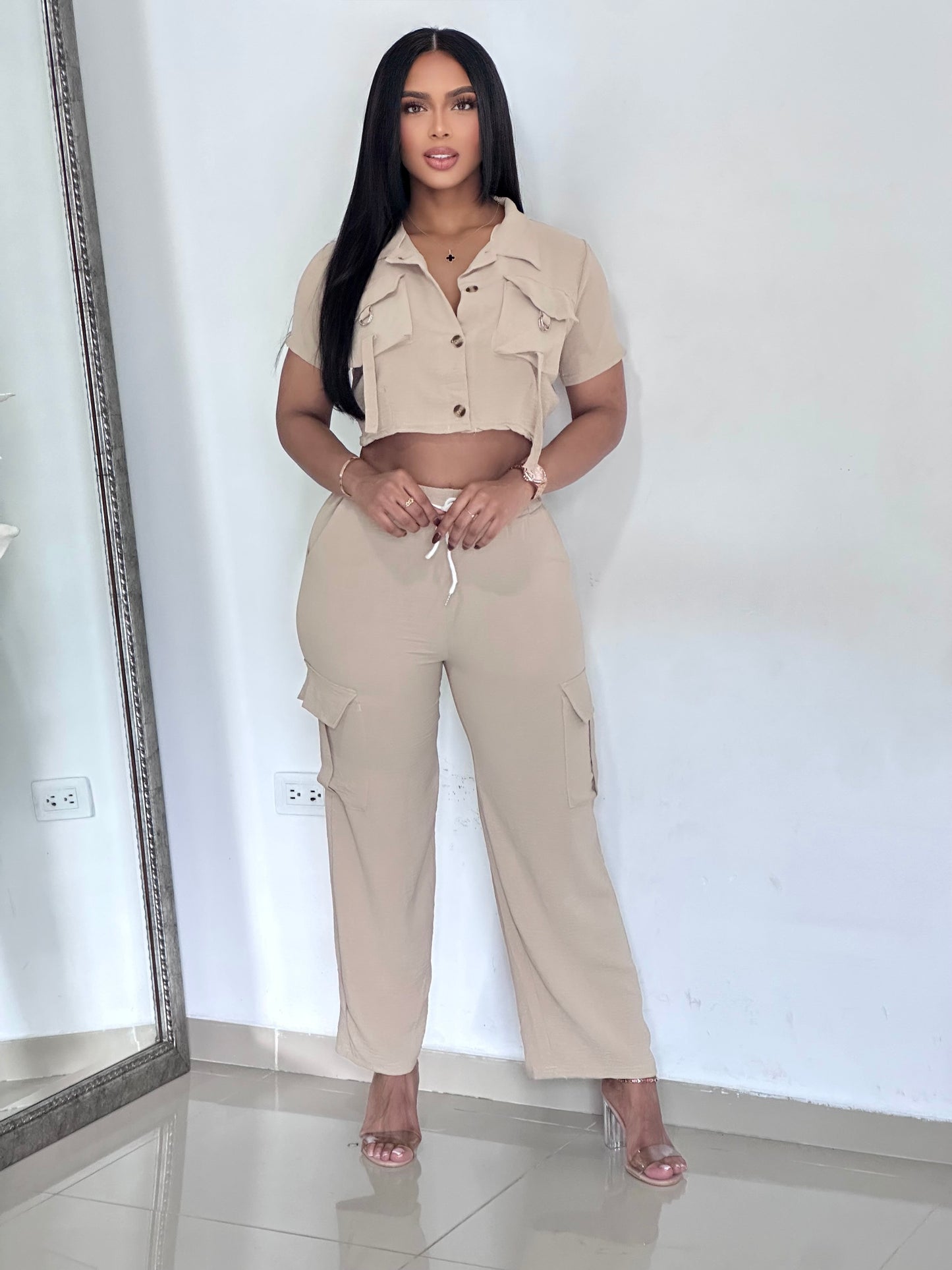 CONJUNTO CREPE PANTALON CARGO - ZHY-111