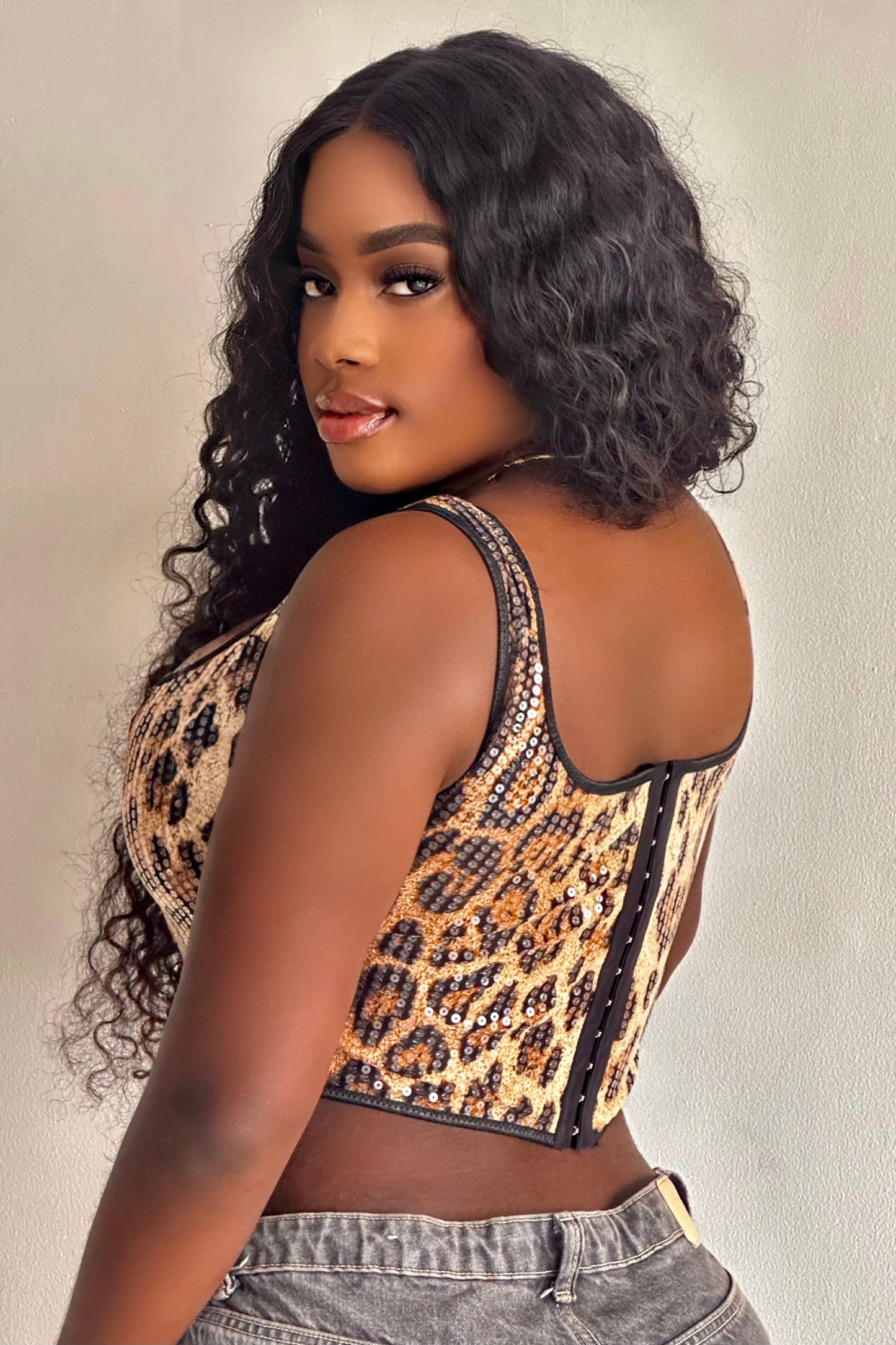 CORSET ANIMAL PRINT CON LENTEJUELAS - GM2522