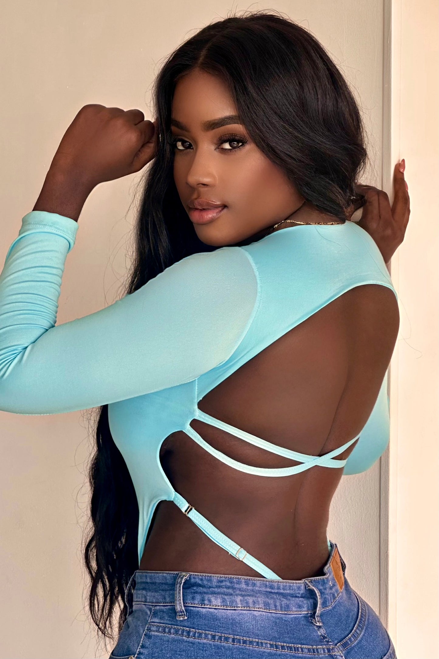 BODY MANGA LARGA ESPALDA CON TIRAS - BM