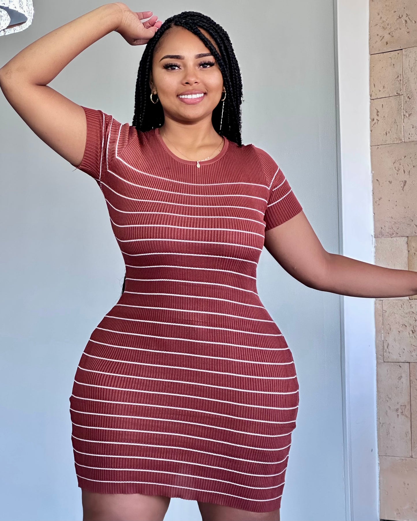 VESTIDO MANGAS RAYAS HILO - 82807