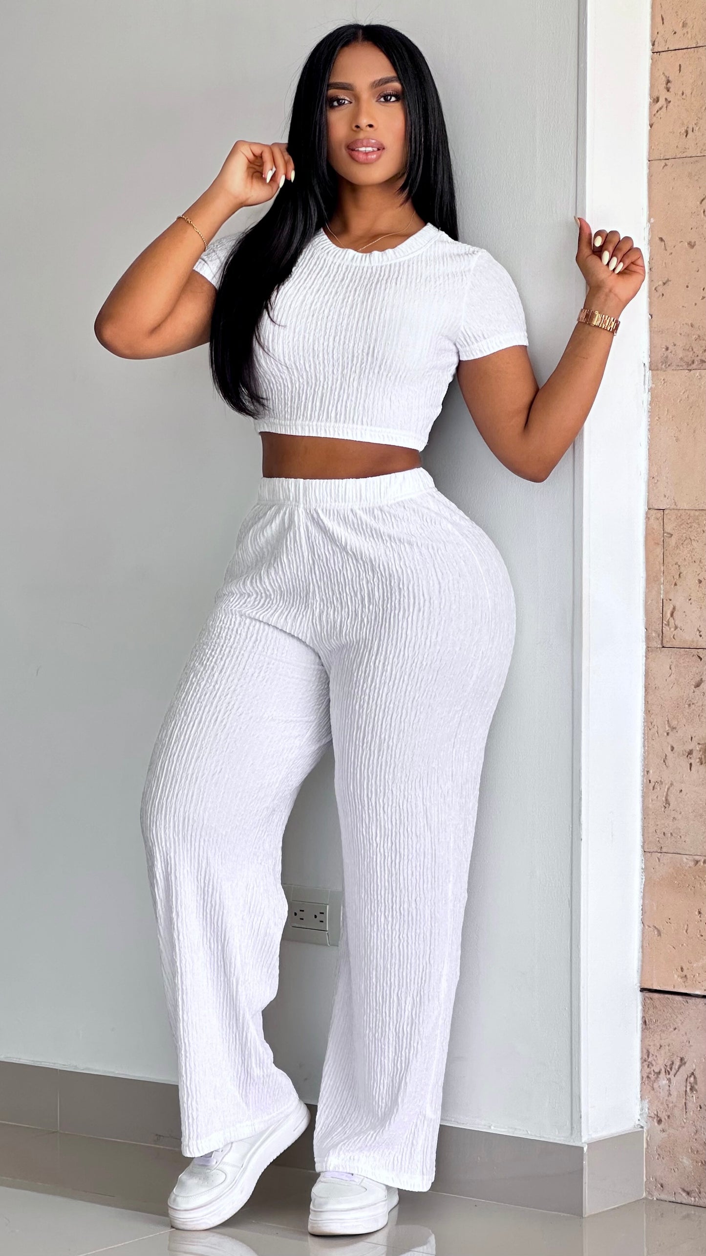 CONJUNTO BASICO BLUSA MANGA ACANALADA STRETCH - 36500