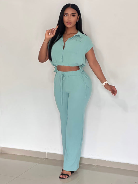 CONJUNTO LARGO BLUSA BOTONES - 01102