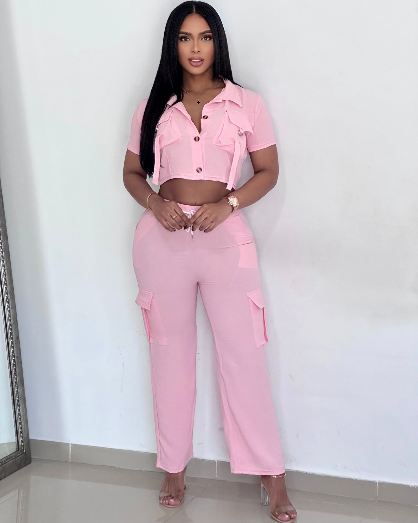 CONJUNTO CREPE PANTALON CARGO - ZHY-111
