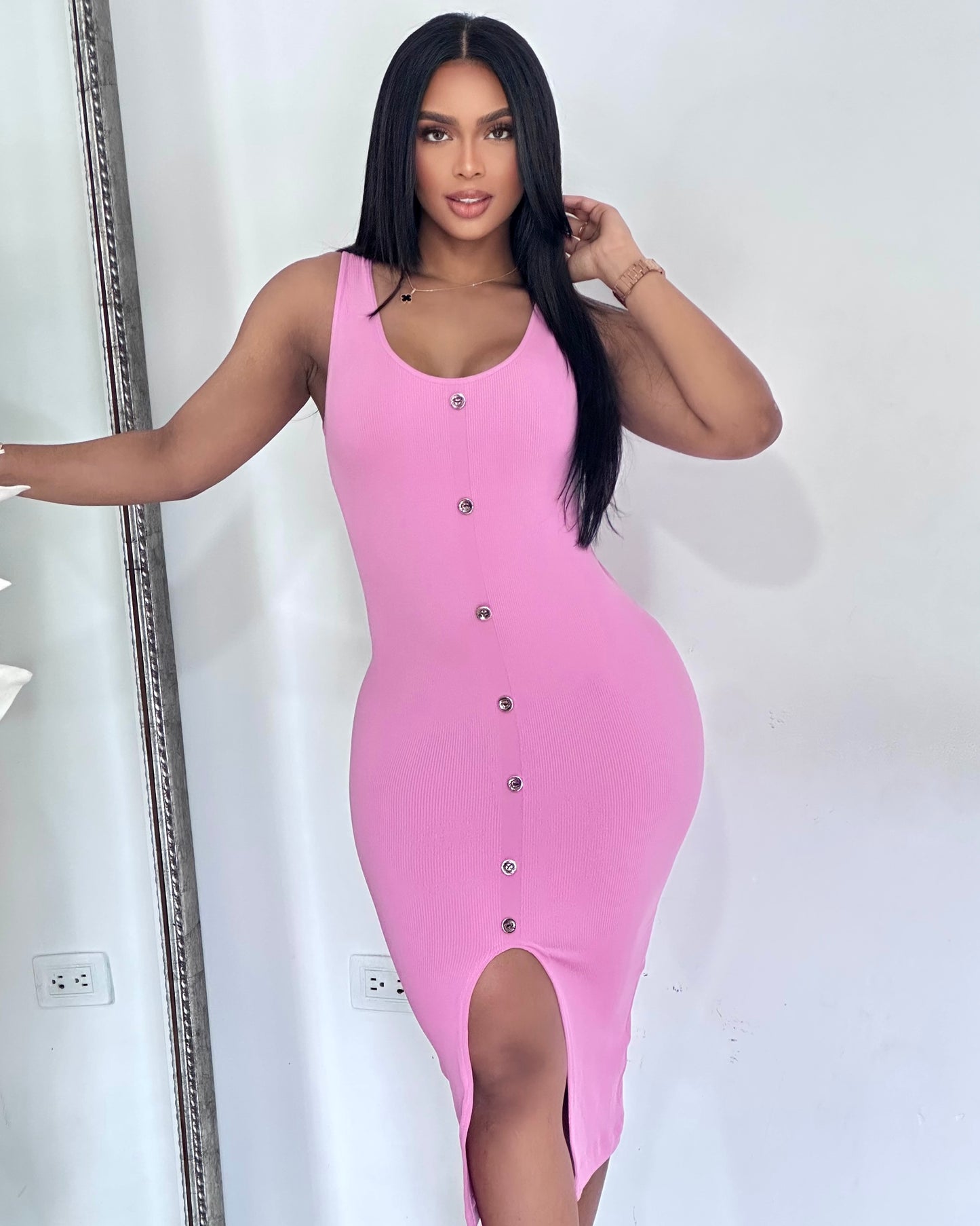 VESTIDO RIB BOTONES- ZHY-115