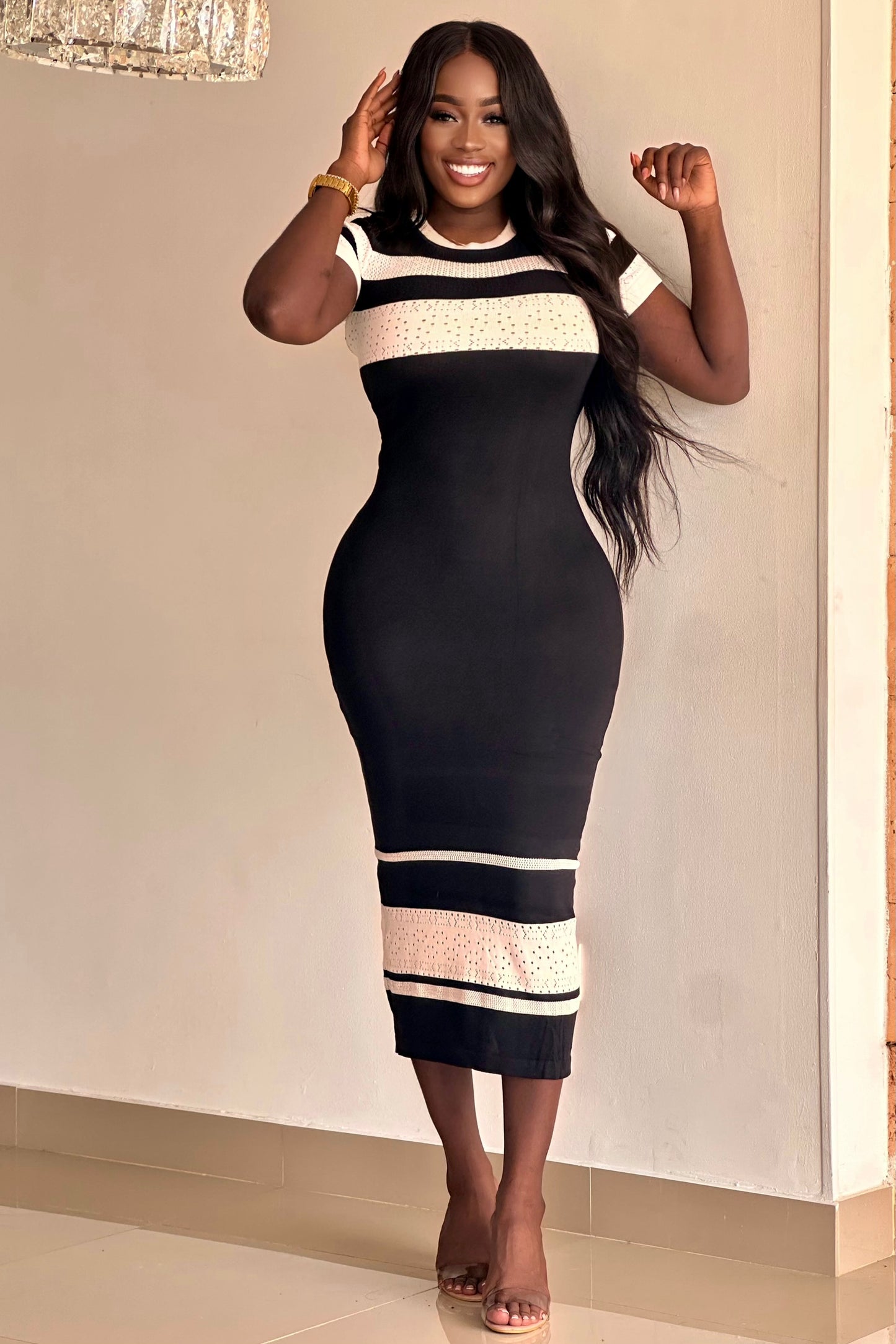 VESTIDO EN HILO LARGO BICOLOR - 12373