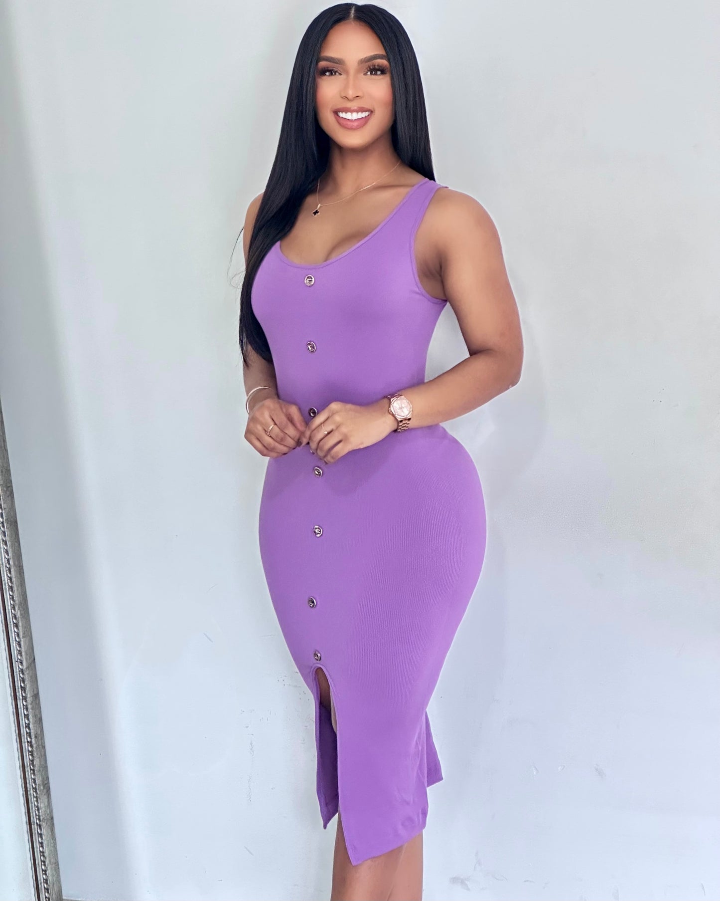 VESTIDO RIB BOTONES- ZHY-115
