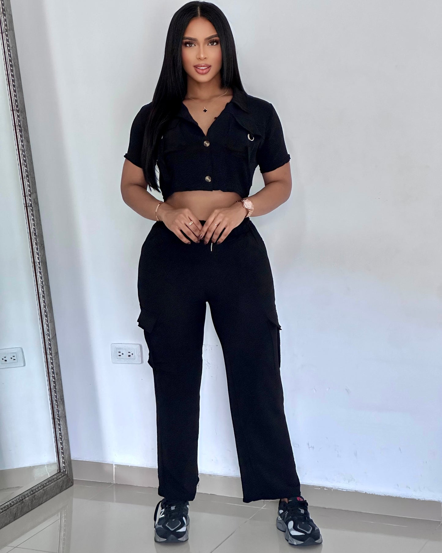 CONJUNTO CREPE PANTALON CARGO - ZHY-111