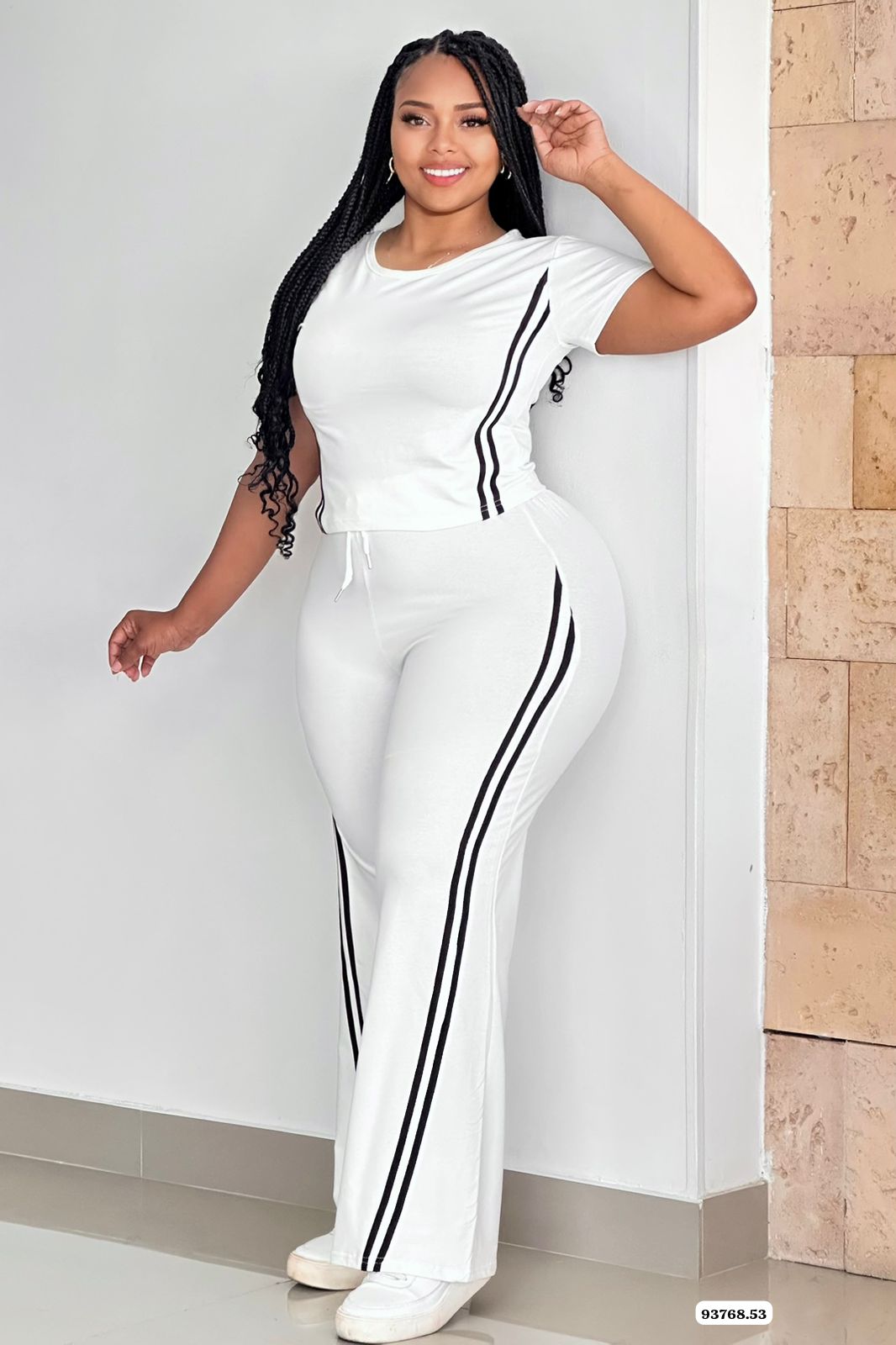 CONJUNTO ALGODON LYCRADO RAYAS A LOS LADOS - 93768