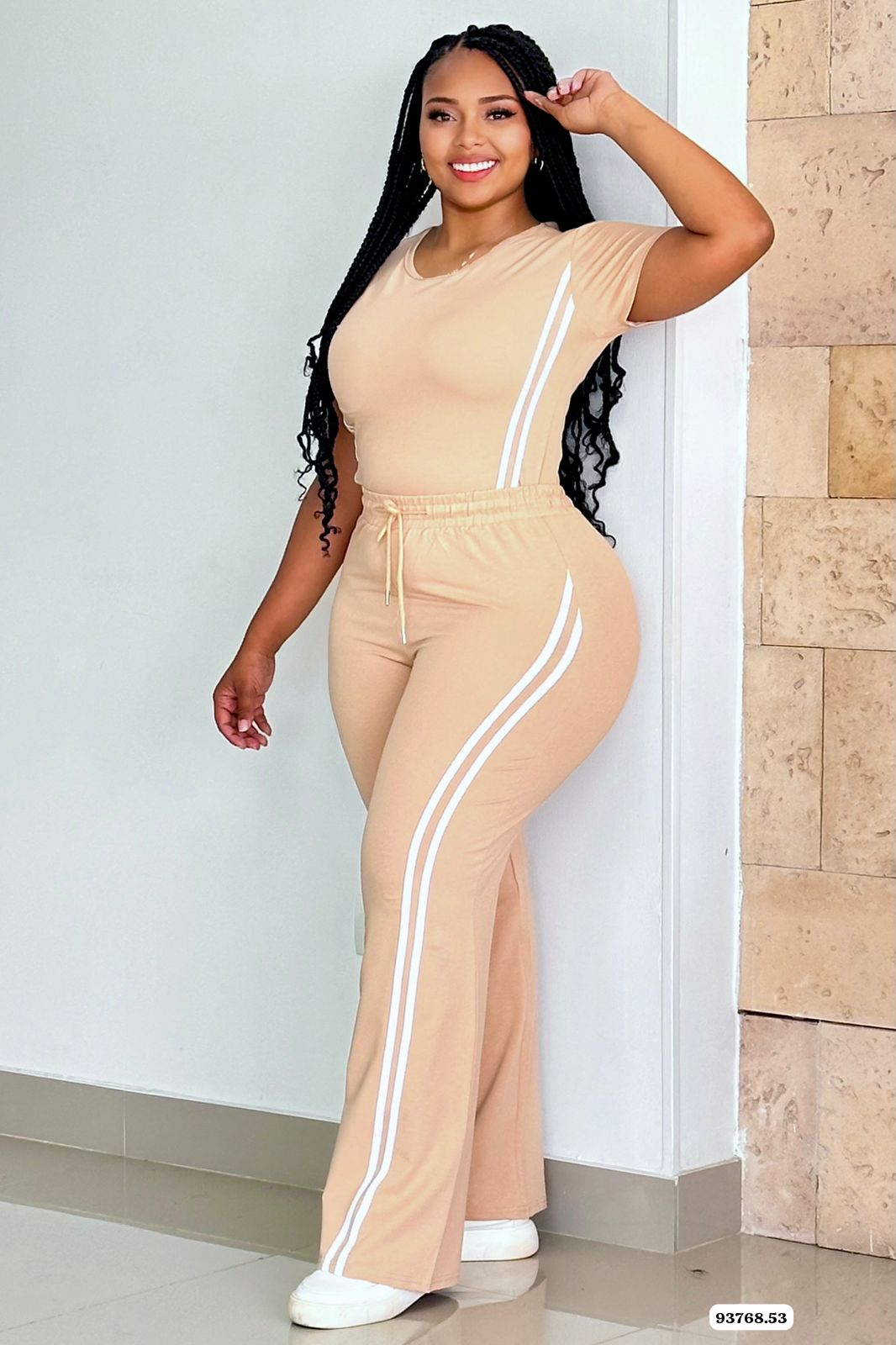 CONJUNTO ALGODON LYCRADO RAYAS A LOS LADOS - 93768
