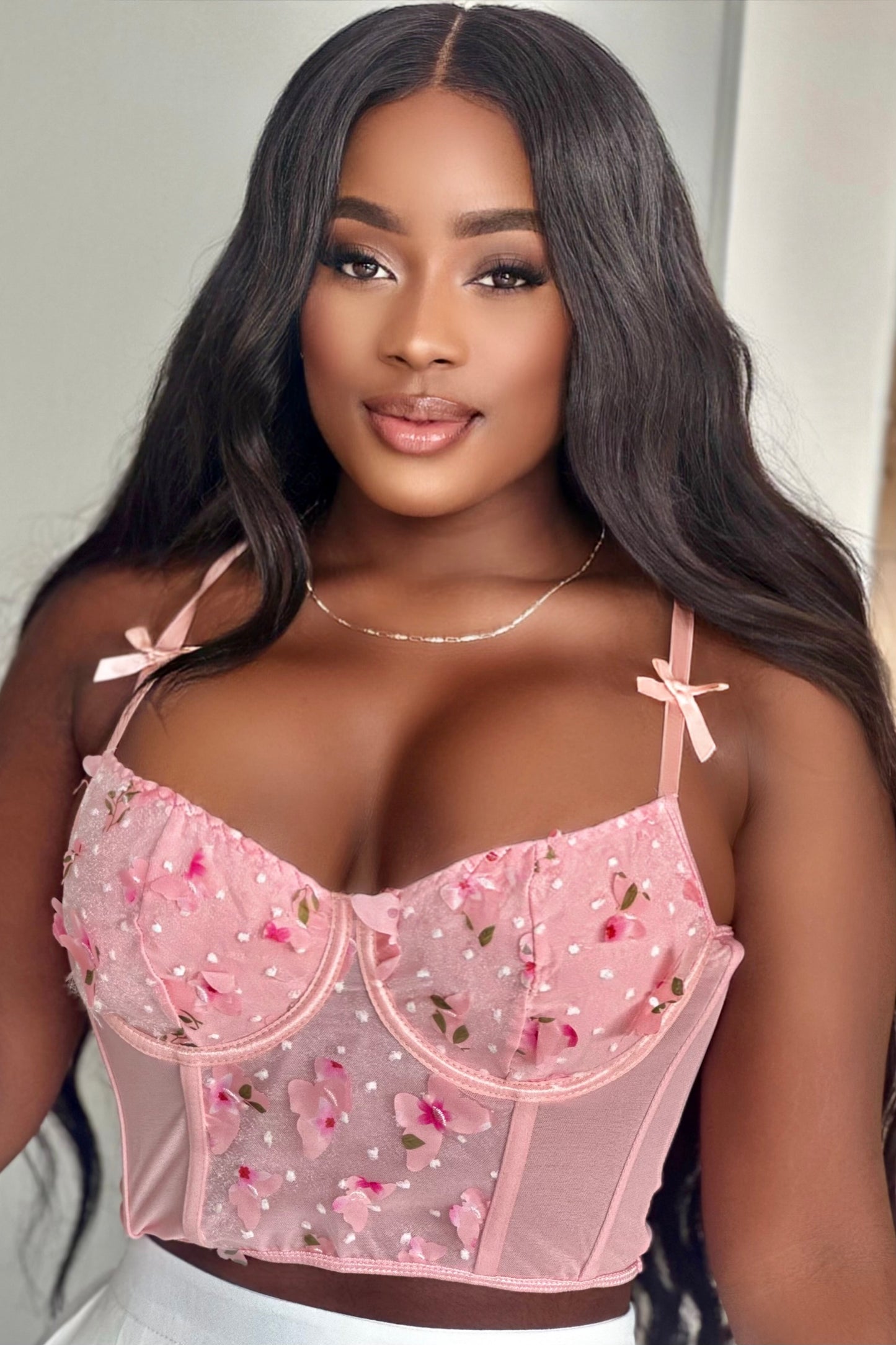 CORSET TIRAS CON MOÑO APLIQUES MARIPOSA - GM2516