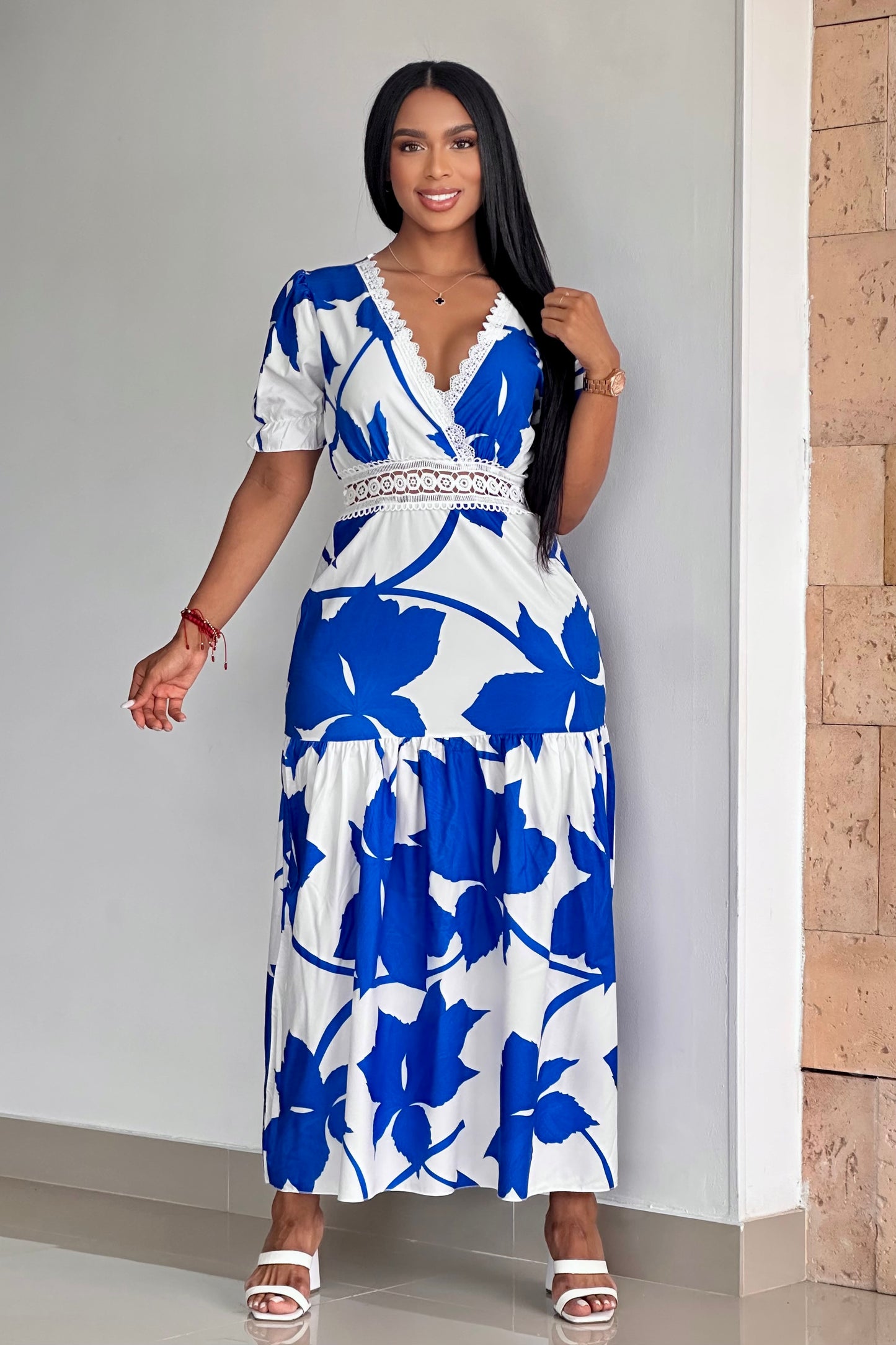 VESTIDO FLORES DETALLE DIPIUR ESCOTE- 08442