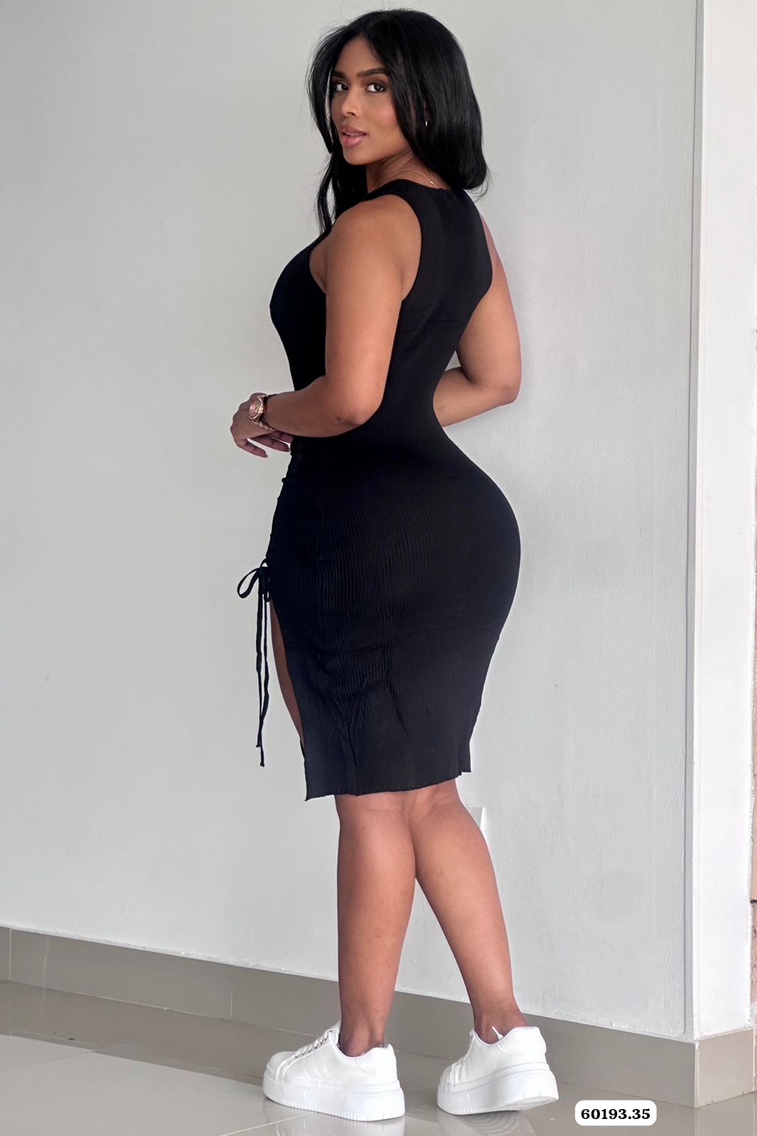 VESTIDO BASICO CORDON AJUSTABLE LATERAL - 60193