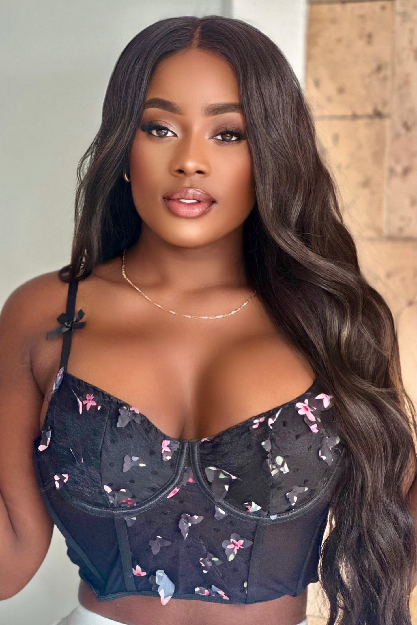 CORSET TIRAS CON MOÑO APLIQUES MARIPOSA - GM2516