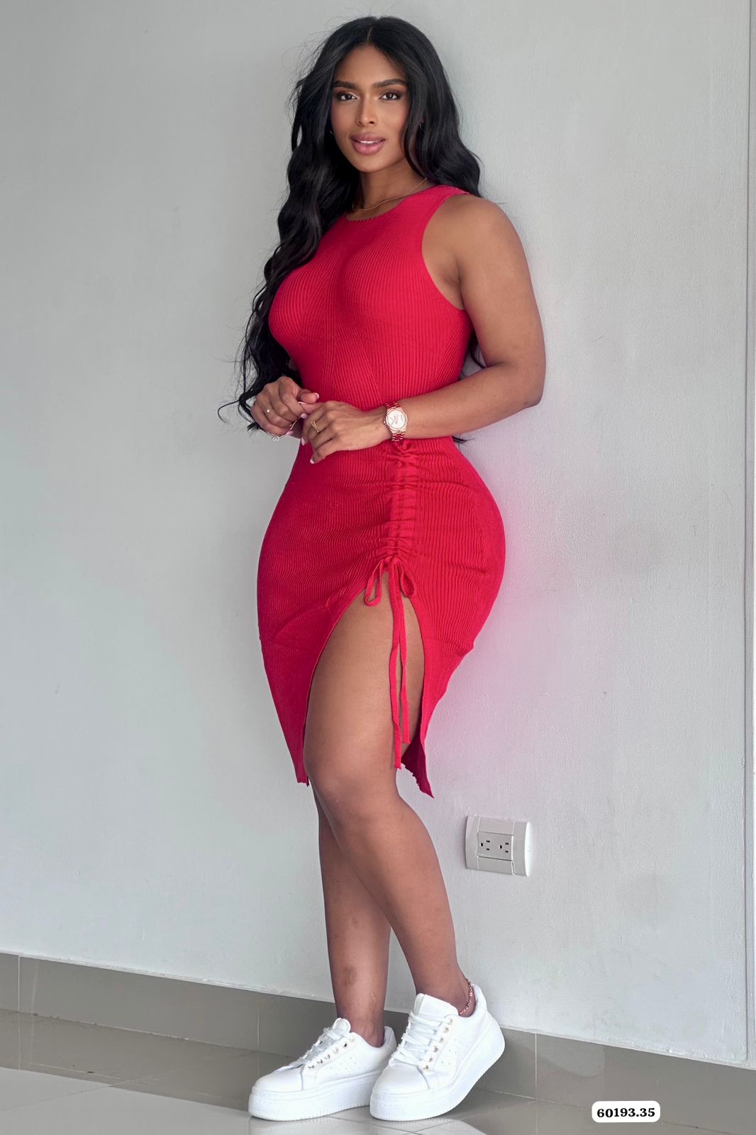 VESTIDO BASICO CORDON AJUSTABLE LATERAL - 60193