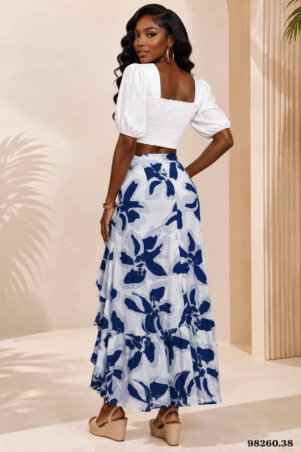 CONJUNTO BLUSA CON FALDA DE FLORES - 98260
