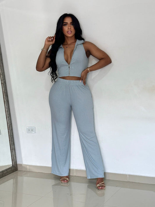 CONJUNTO RIB BLUSA CIERRE  - P-162