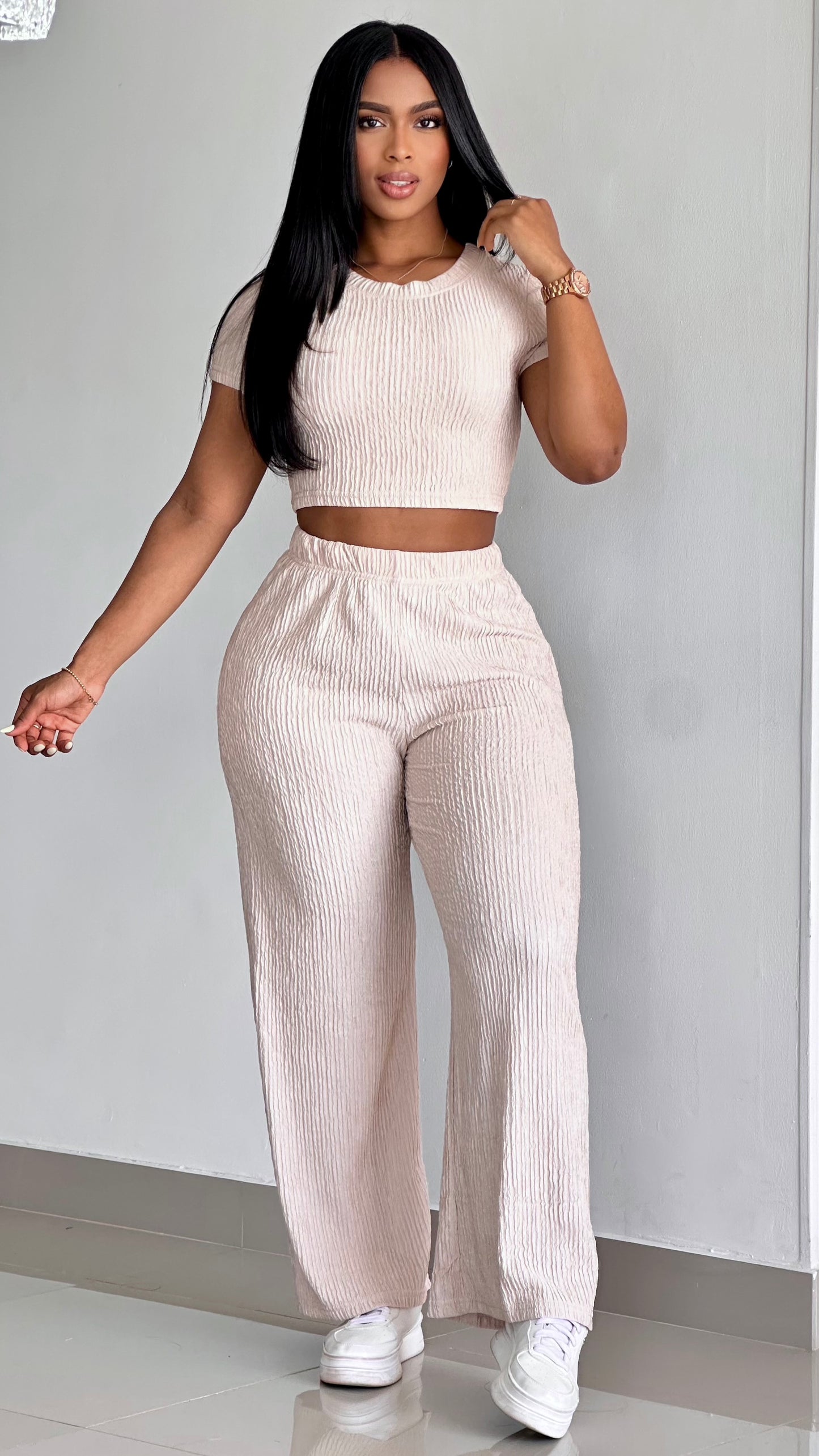 CONJUNTO BASICO BLUSA MANGA ACANALADA STRETCH - 36500