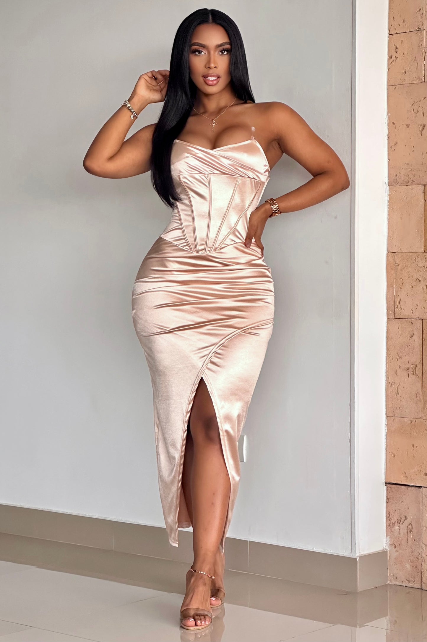 VESTIDO CORSET SATIN - 88052