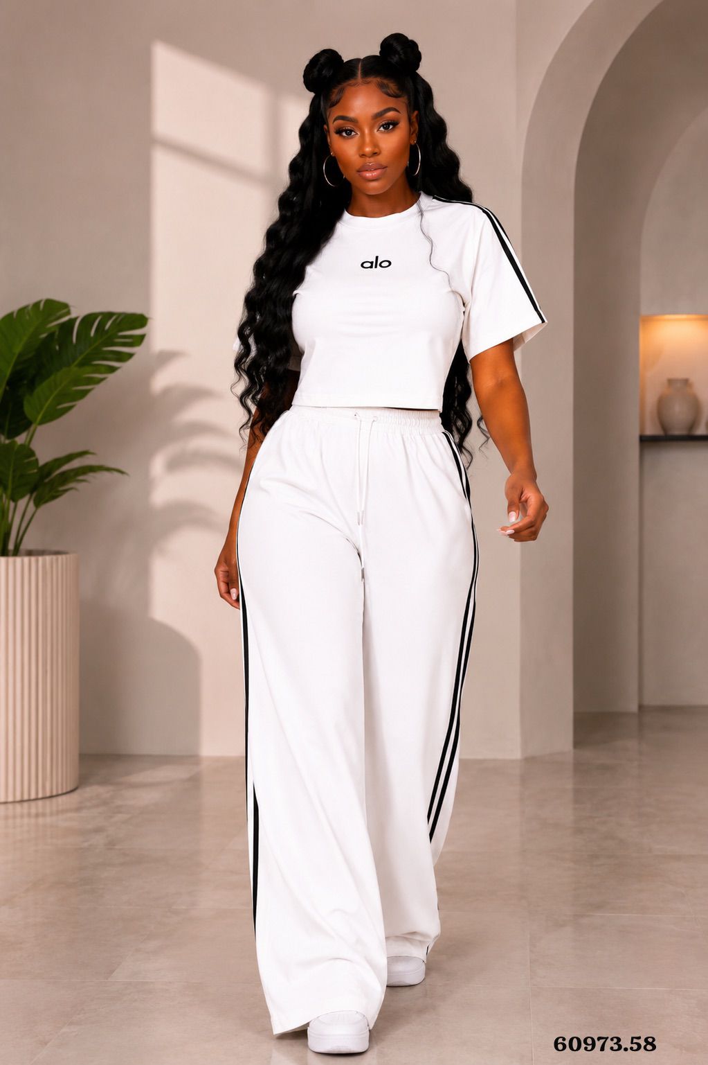 CONJUNTO ALO MANGA PANTALON CON LINEAS - 60973