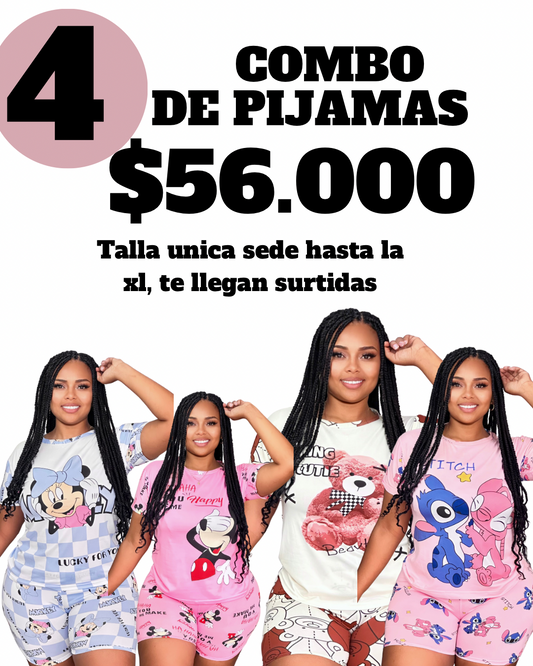 COMBO 4 PIJAMAS SHORT CORTO - PC