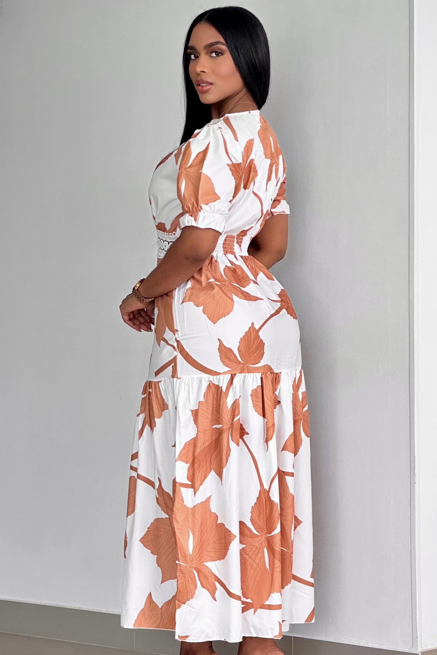 VESTIDO FLORES DETALLE DIPIUR ESCOTE- 08442