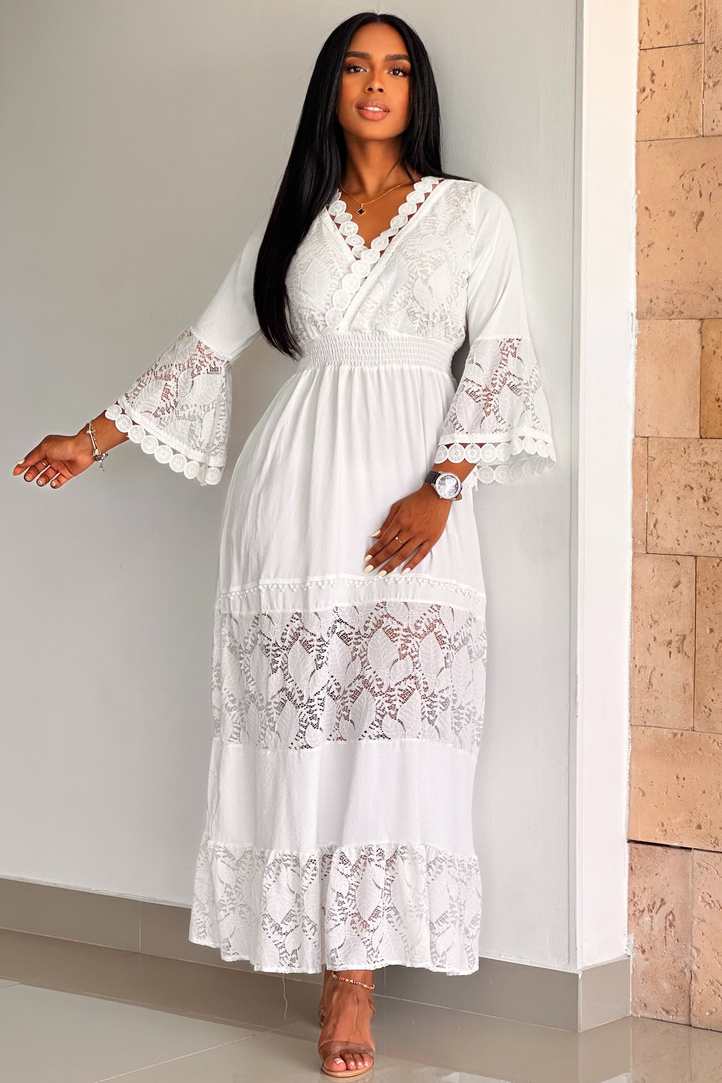 VESTIDO LARGO GUIPIUR CHALIS - 66882