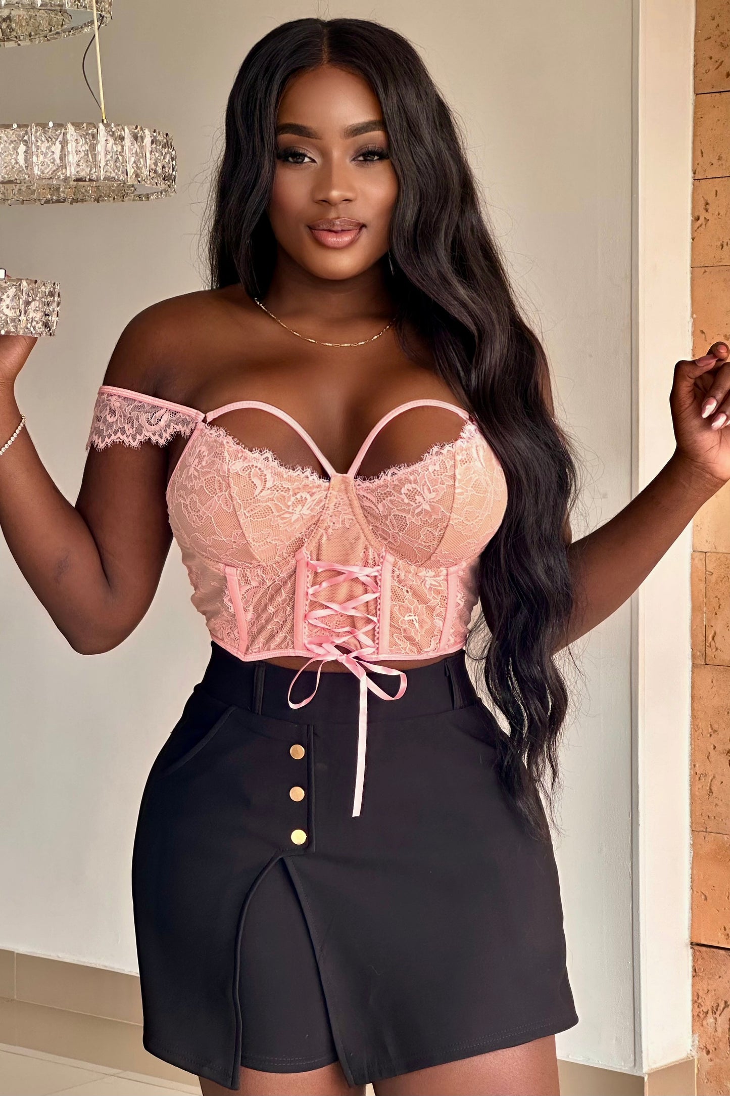 CORSET EN ENCAJE CON LAZO - GM2507