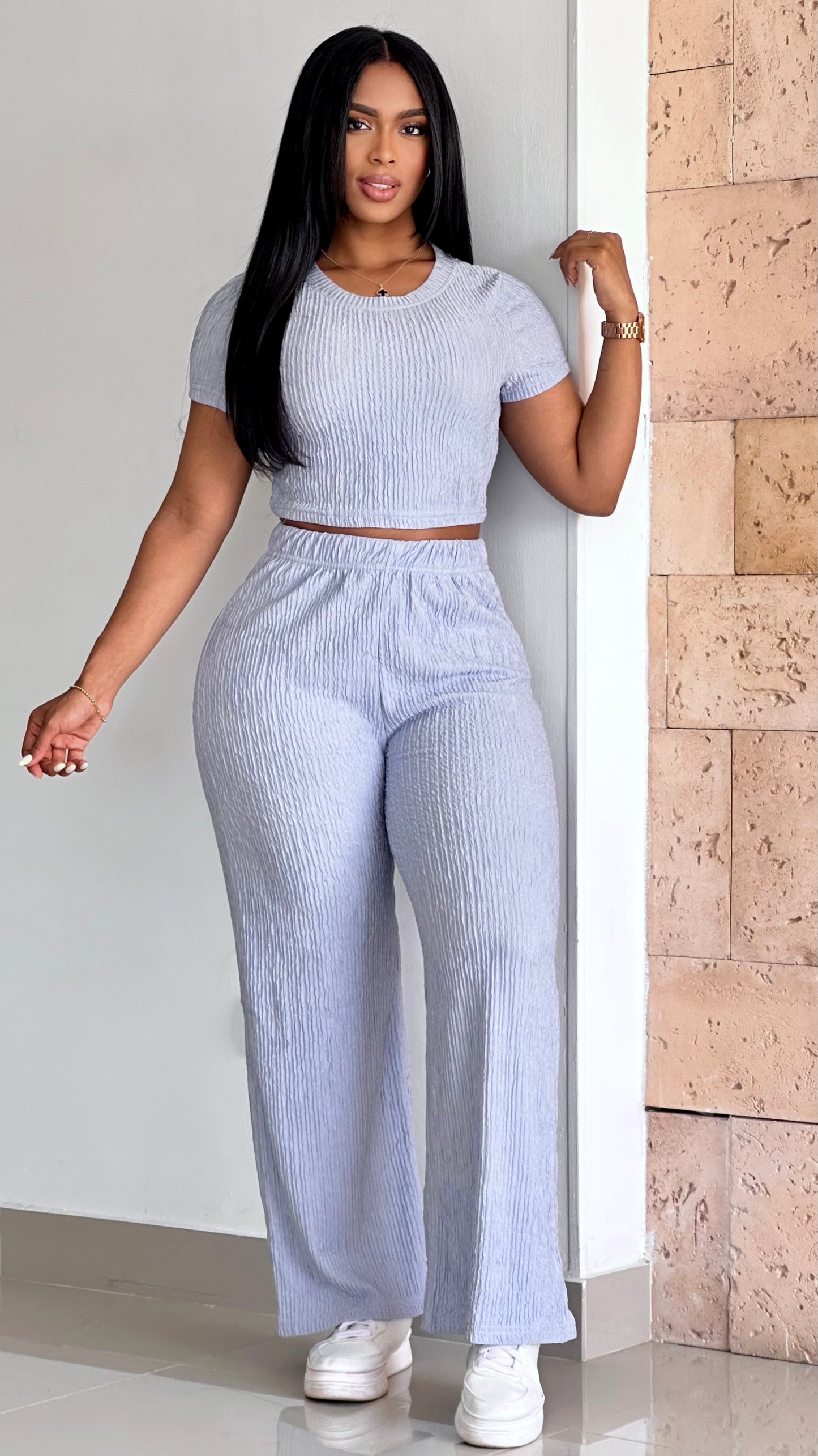 CONJUNTO BASICO BLUSA MANGA ACANALADA STRETCH - 36500