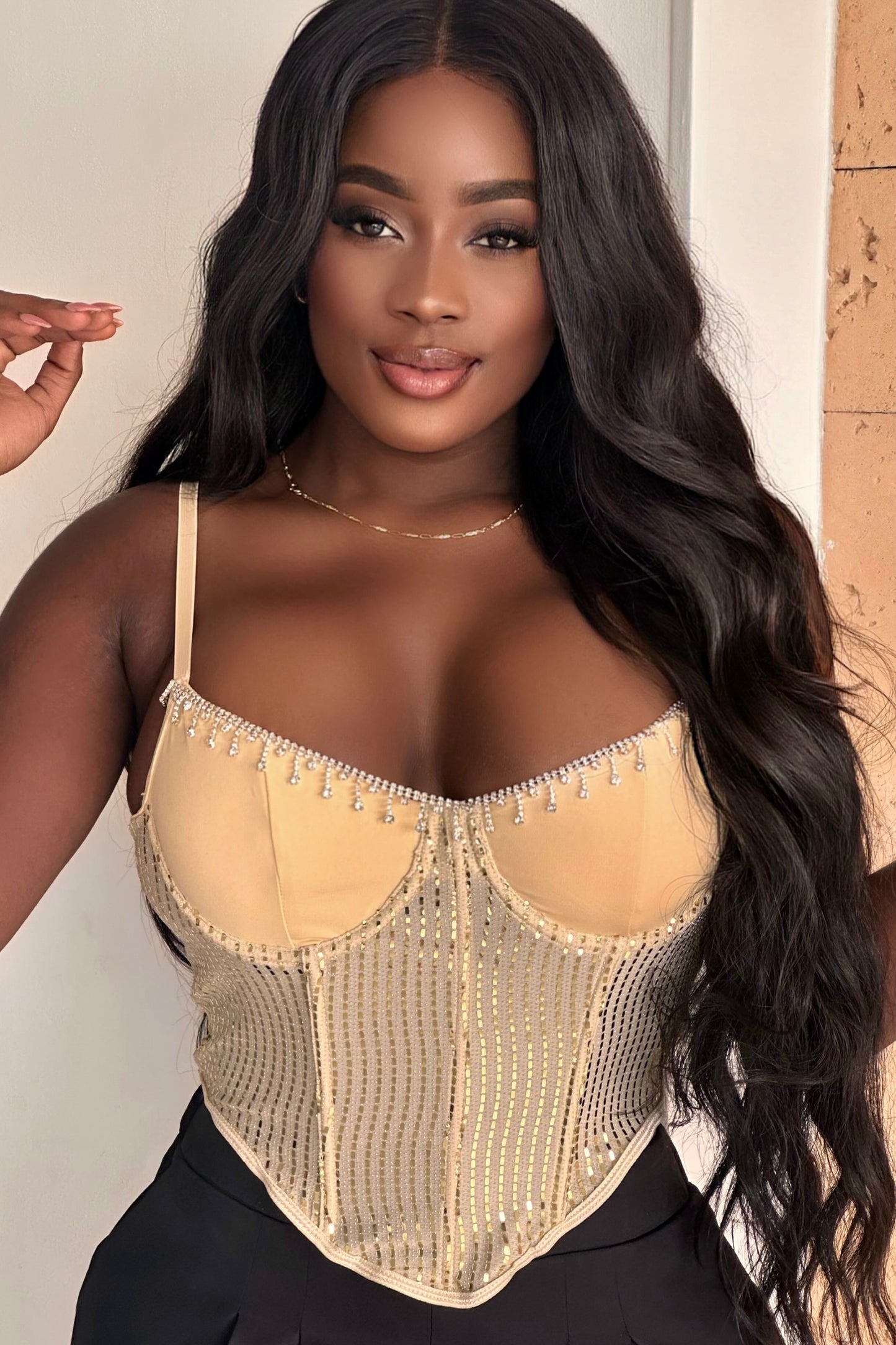 CORSET CON PEDRERIA EN EL BUSTO - GM2506