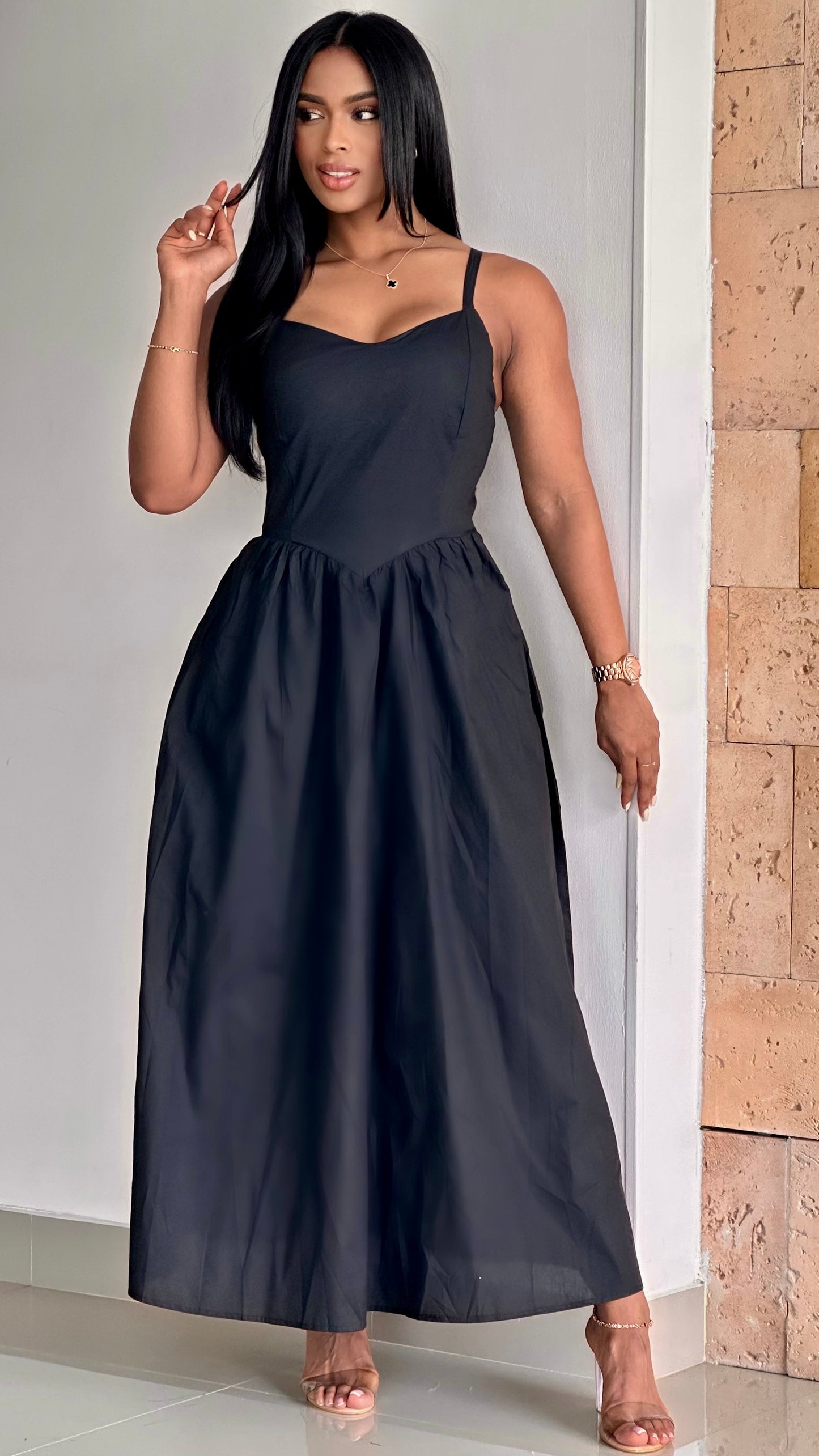 VESTIDO LARGO TIPO CORSET POPELINA - 21641