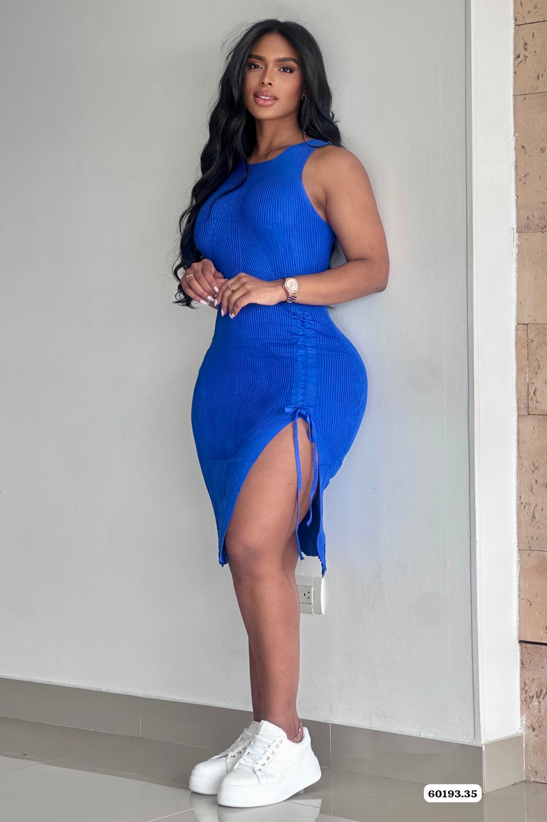 VESTIDO BASICO CORDON AJUSTABLE LATERAL - 60193