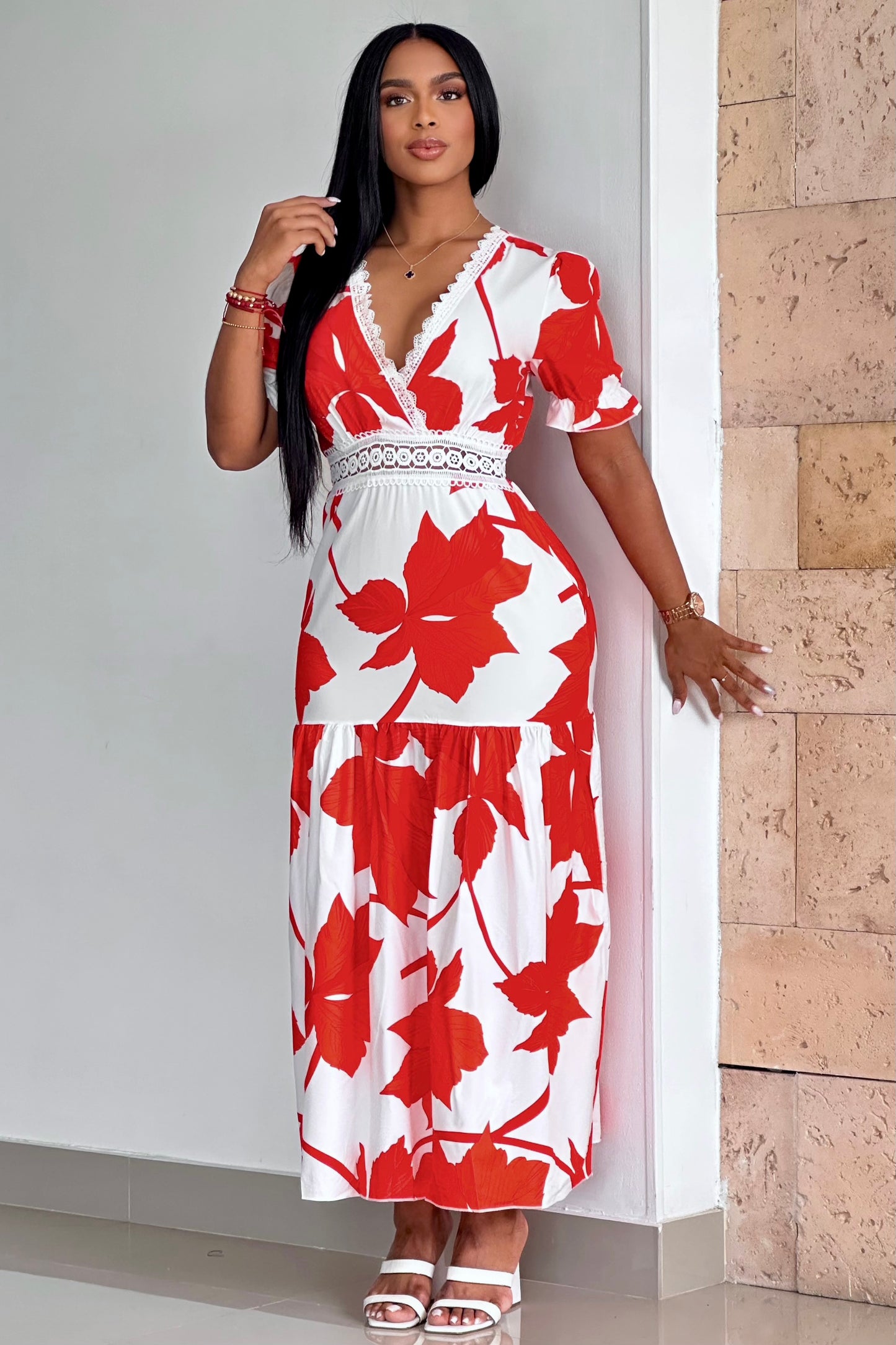 VESTIDO FLORES DETALLE DIPIUR ESCOTE- 08442