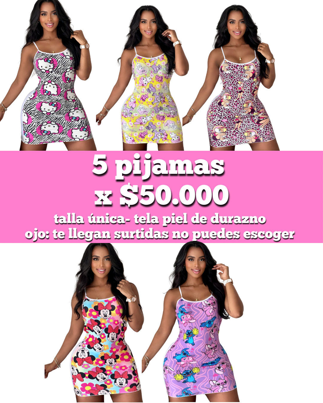 COMBO PIJAMA POR 5 UNIDADES SUBLIMADAS - C-P5