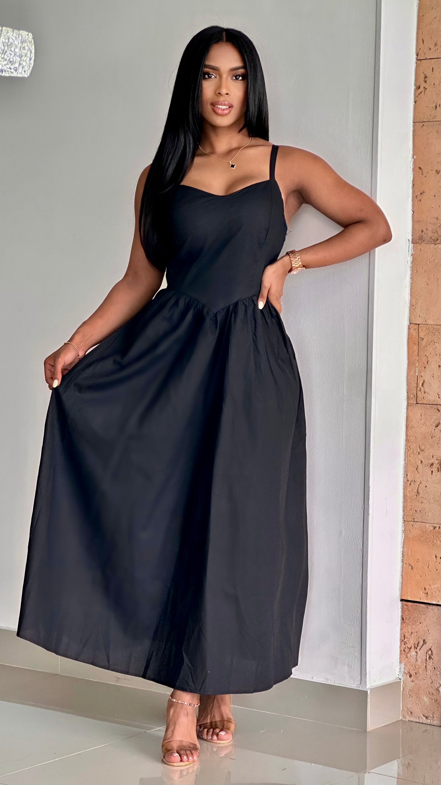 VESTIDO LARGO TIPO CORSET POPELINA - 21641