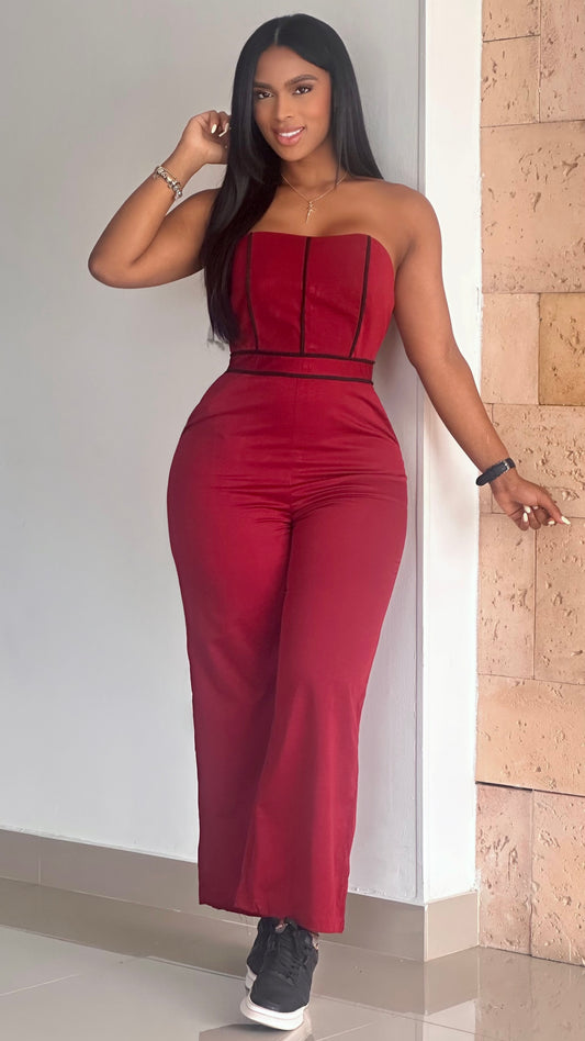 ENTERIZO CHALIS STRAPLE CON BORDES NEGROS - 90768