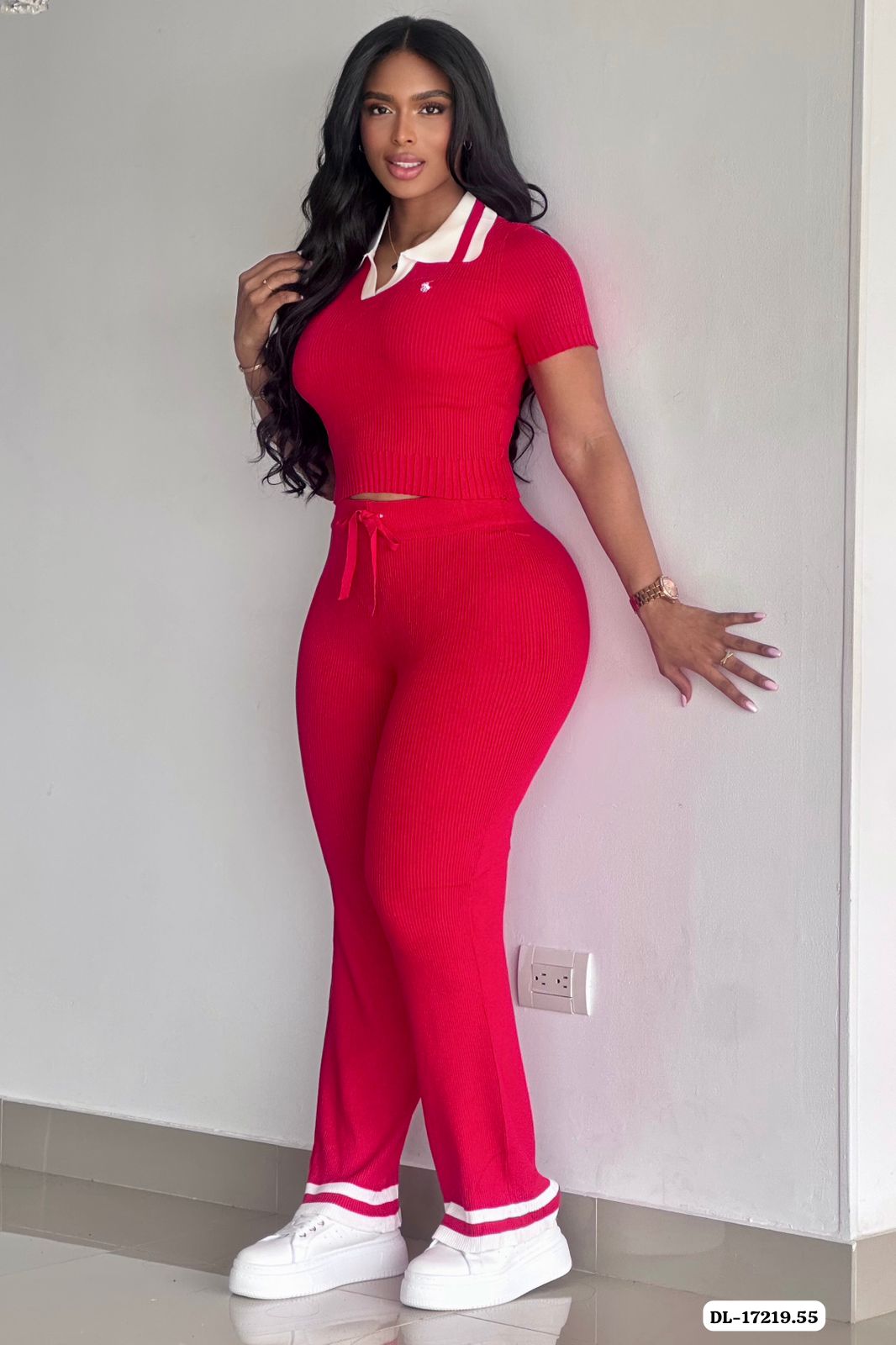 CONJUNTO LARGO TIPO POLO EN HILO - DL-17219