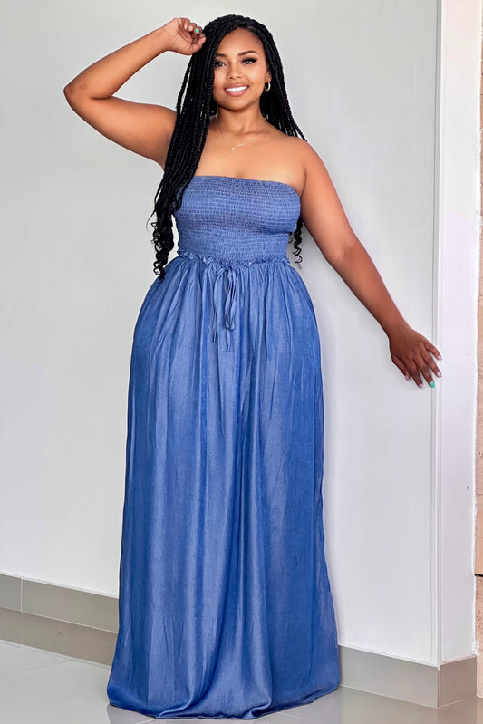 VESTIDO INDIGO STRAPLE - 72283
