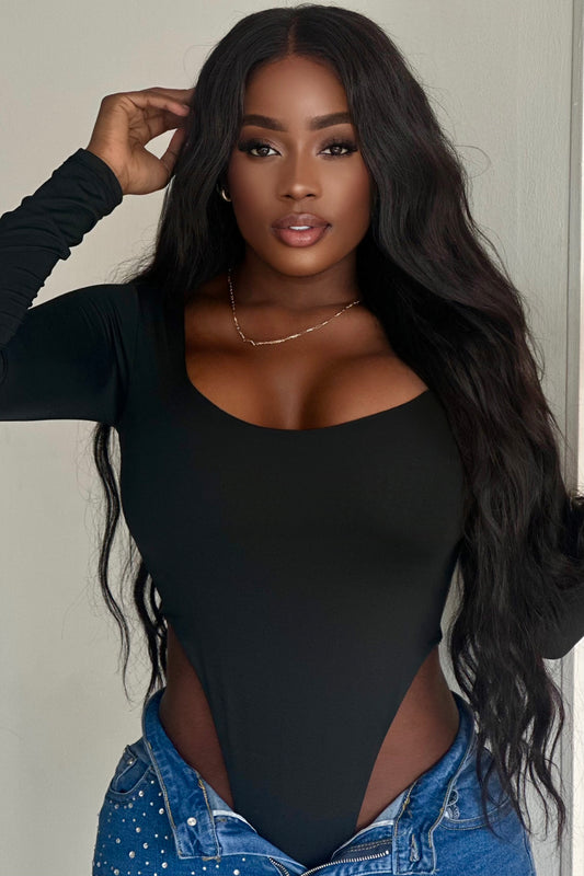 BODY MANGA LARGA ESPALDA CON TIRAS - BM