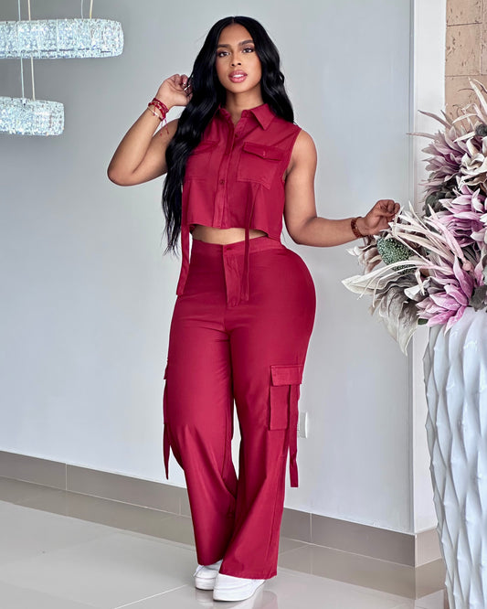 CONJUNTO  LARGO BLUSA SIZA TIPO CARGO - 62152
